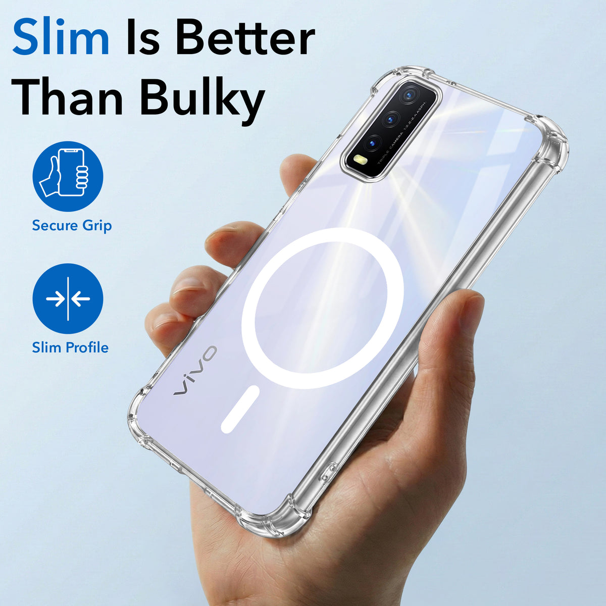 For Vivo Y20A | Y20T | Y20G Back Cover Shockproof Crystal-Clear (Magsafe Wireless Support | Drop & Camera Protection | Hard Polycarbonate)