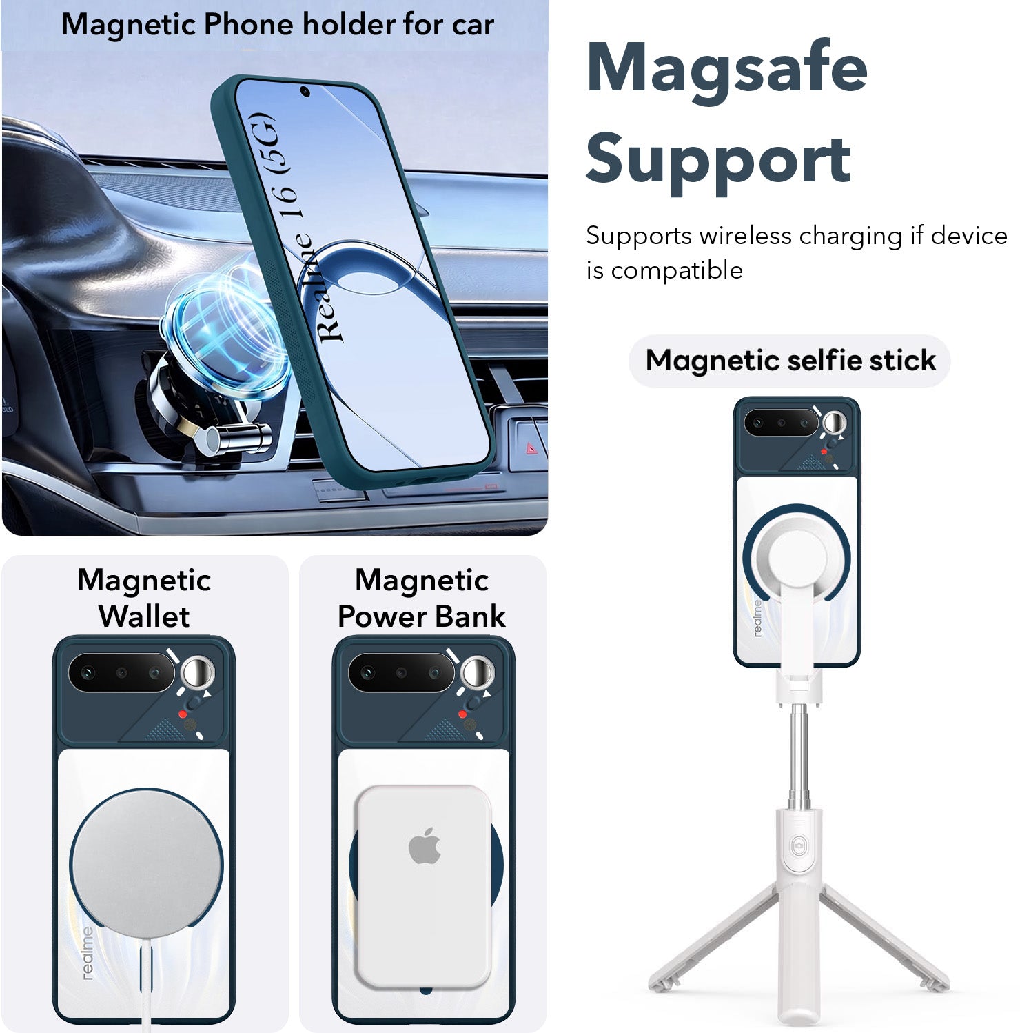 For Realme 16 Back Cover Case Lifetime Anti-Yellow Clear (Camera Protection | Side Grip | Wireless MagSafe Compatible)