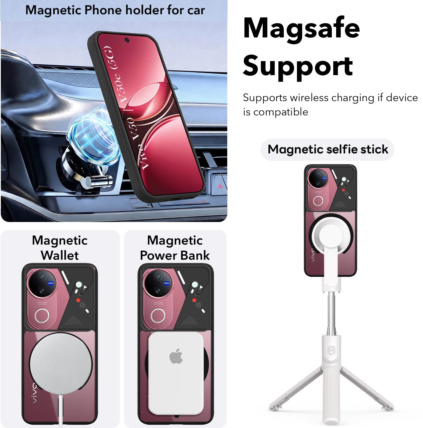 For Vivo V50 | Vivo V50e Back Cover Case Lifetime Anti-Yellow Clear (Camera Protection | Side Grip | Wireless MagSafe Compatible)