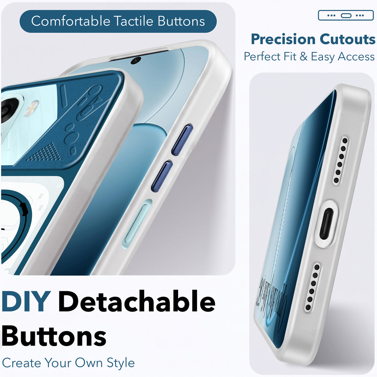 For Oppo A6X | Oppo A6S Metallic Back Cover Case (Metallic Camera Protection & Buttons | Translucent Milky Shade | Hard Polycarbonate)