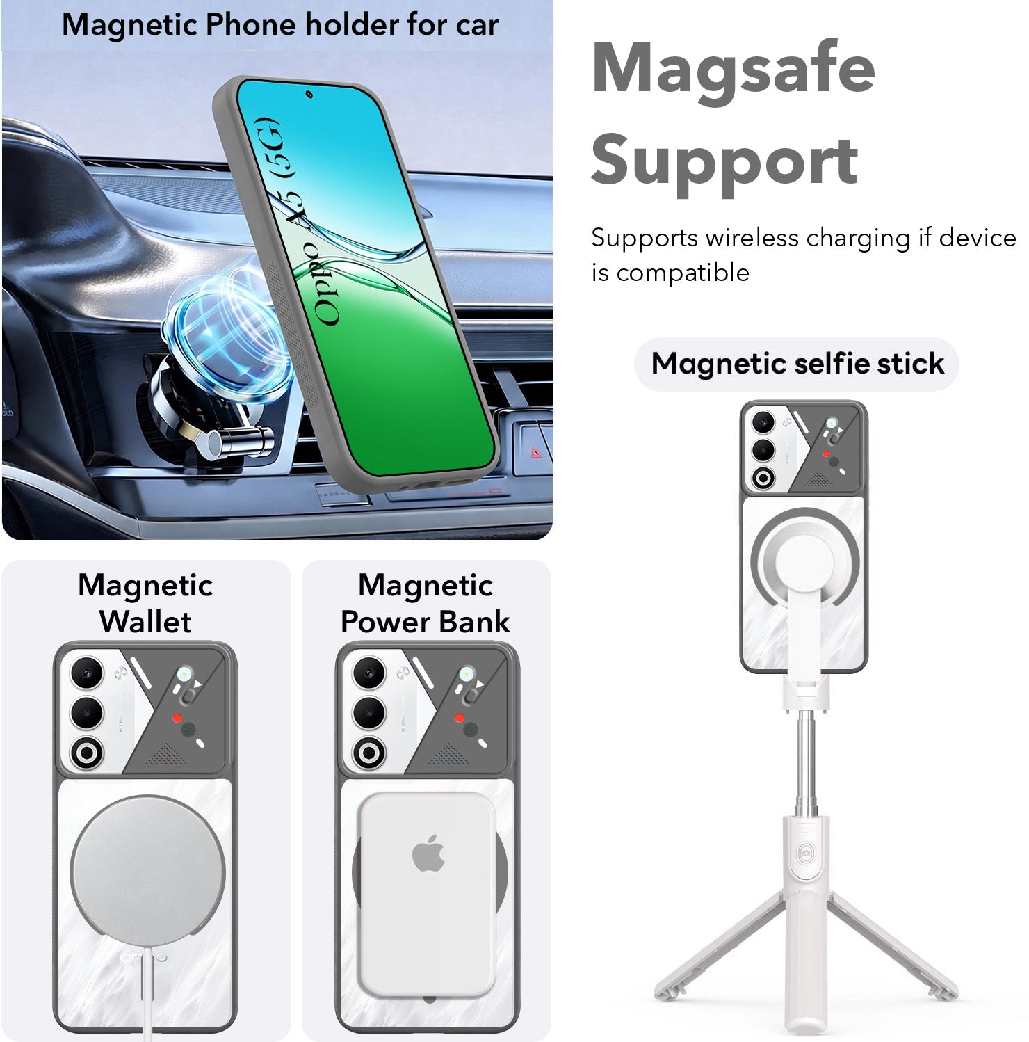 For Oppo A5 5G Back Cover Case Lifetime Anti-Yellow Clear (Camera Protection | Side Grip | Wireless MagSafe Compatible)