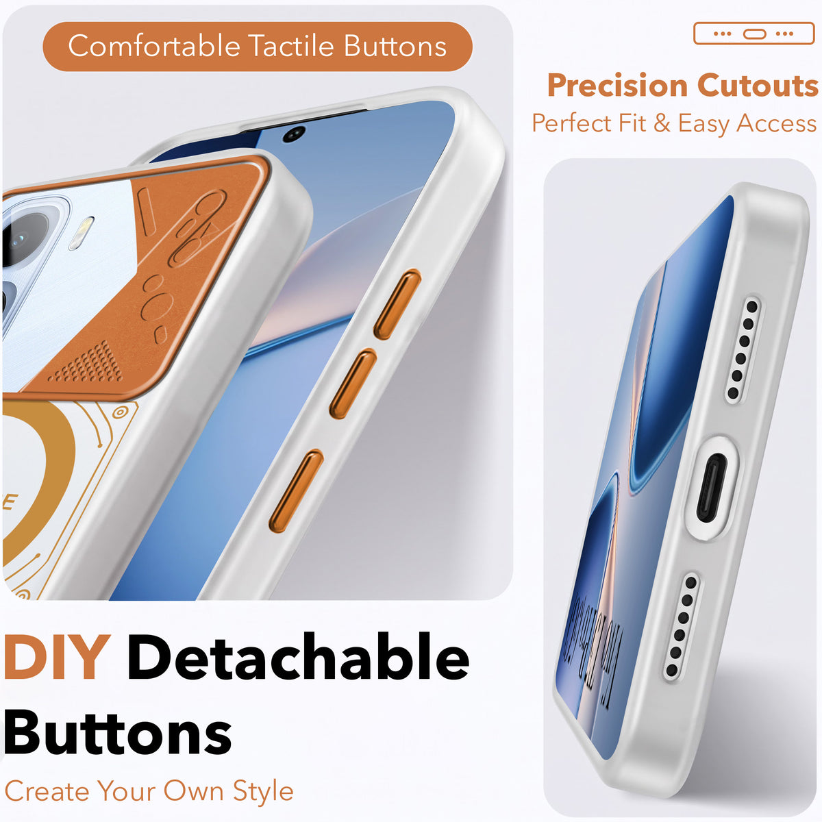 For Vivo T5 Pro 5G Metallic Back Cover Case (Metallic Camera Protection & Buttons | Translucent Milky Shade | Hard Polycarbonate)