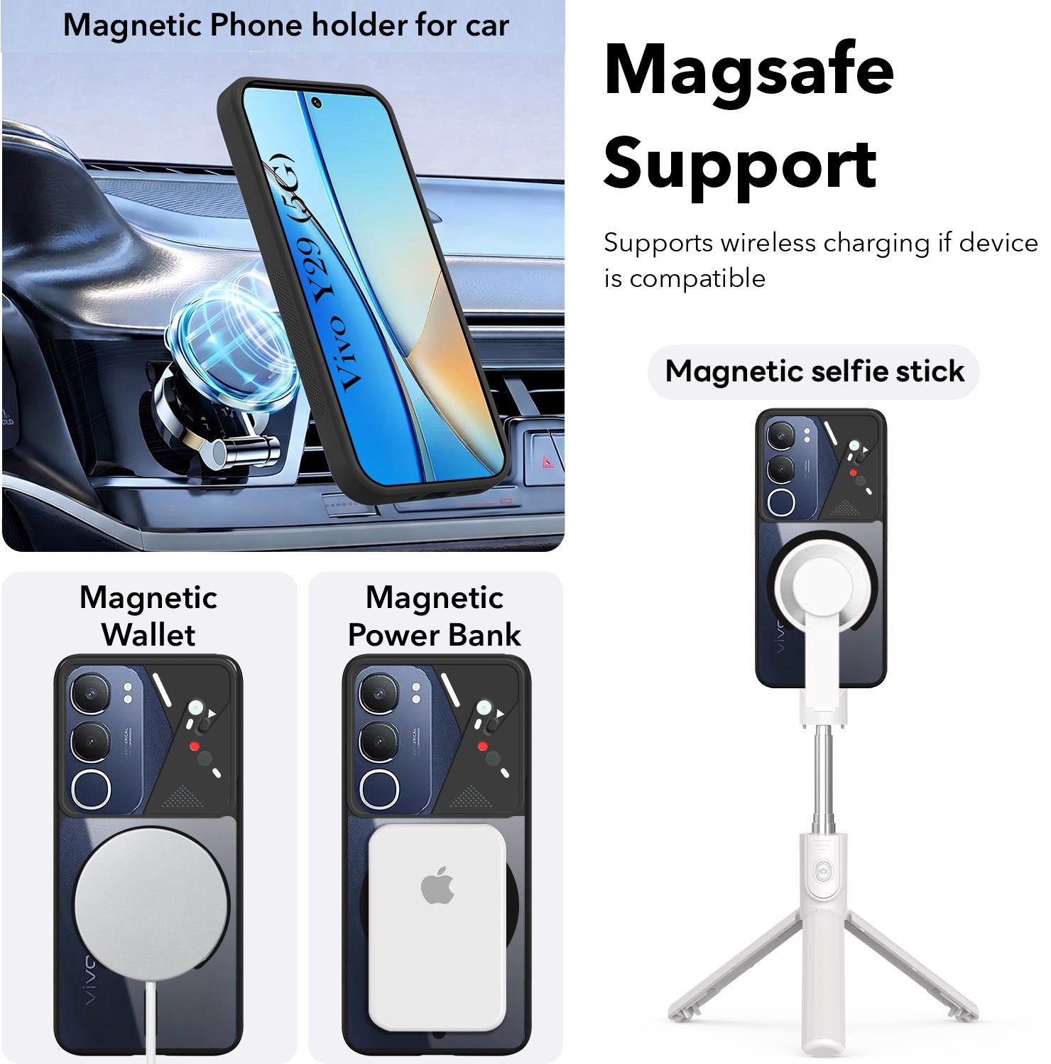 For Vivo Y29 Back Cover Case Lifetime Anti-Yellow Clear (Camera Protection | Side Grip | Wireless MagSafe Compatible)