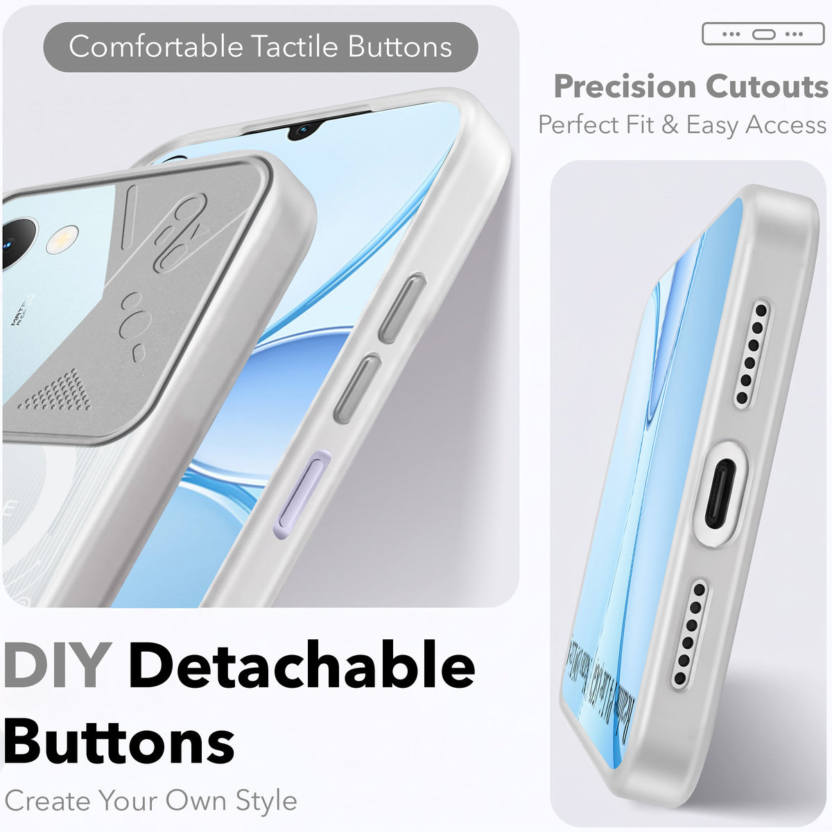 For Realme P4 Lite 5G | Narzo 100 Lite 5G Metallic Back Cover Case (Metallic Camera Protection & Buttons | Translucent Milky Shade | Hard Polycarbonate)