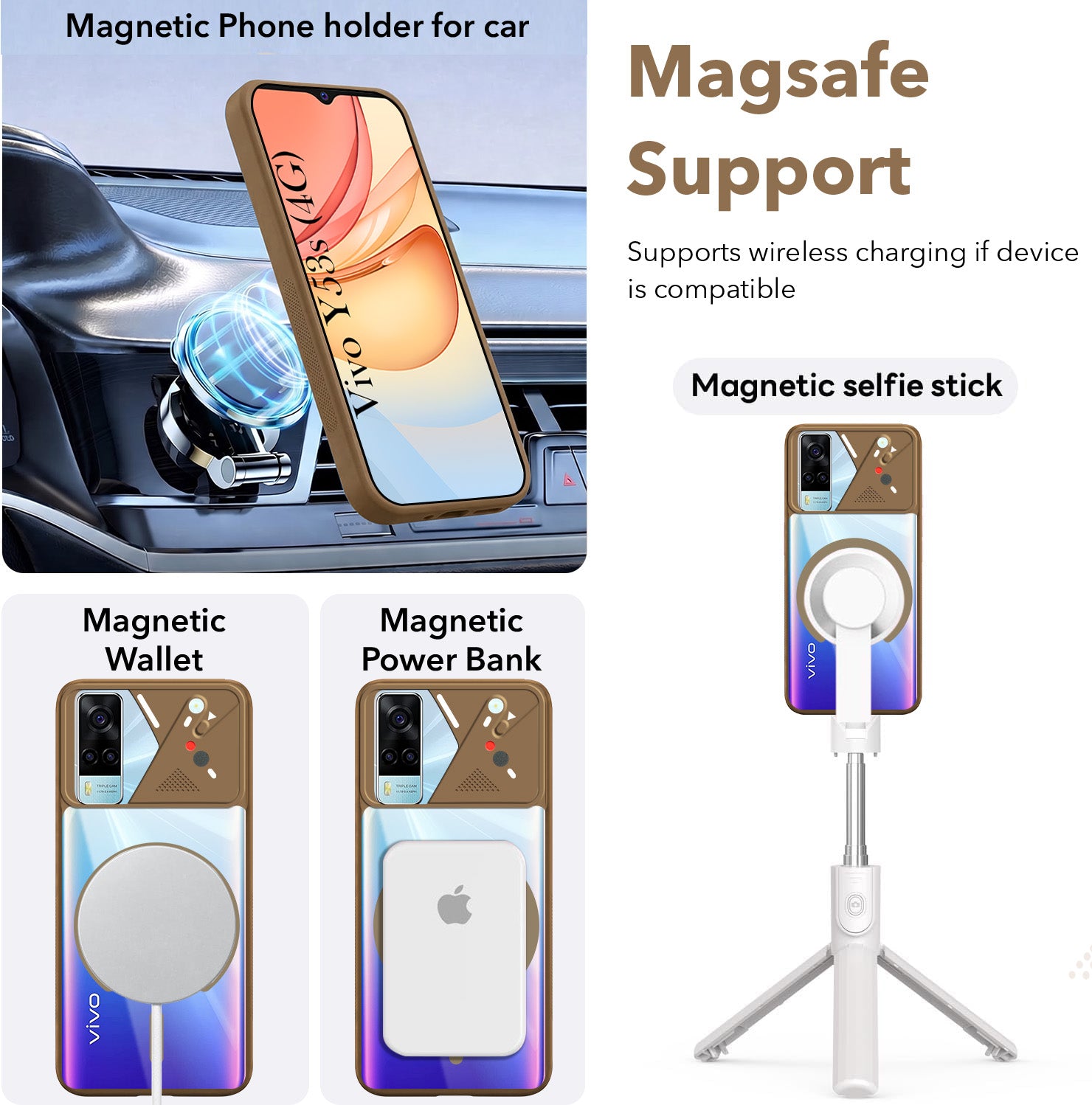 For Vivo Y53s 4G Back Cover Case Lifetime Anti-Yellow Clear (Camera Protection | Side Grip | Wireless MagSafe Compatible)
