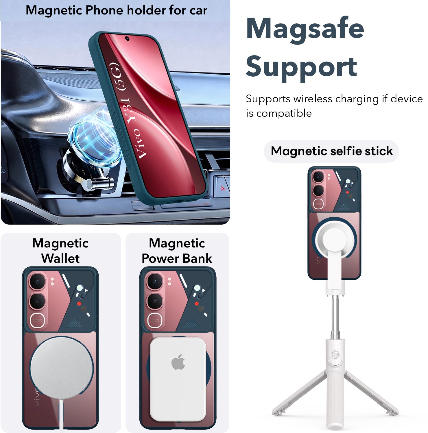 For Vivo Y31 5G Back Cover Case Lifetime Anti-Yellow Clear (Camera Protection | Side Grip | Wireless MagSafe Compatible)
