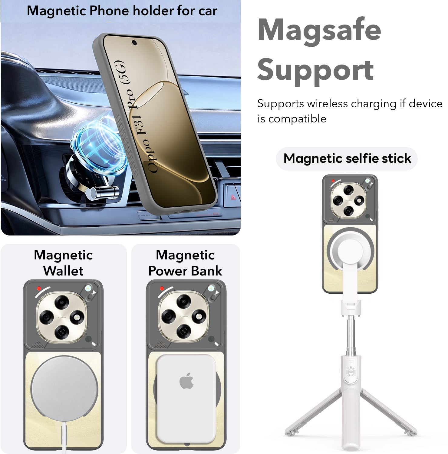 For Oppo F31 Pro Back Cover Case Lifetime Anti-Yellow Clear (Camera Protection | Side Grip | Wireless MagSafe Compatible)