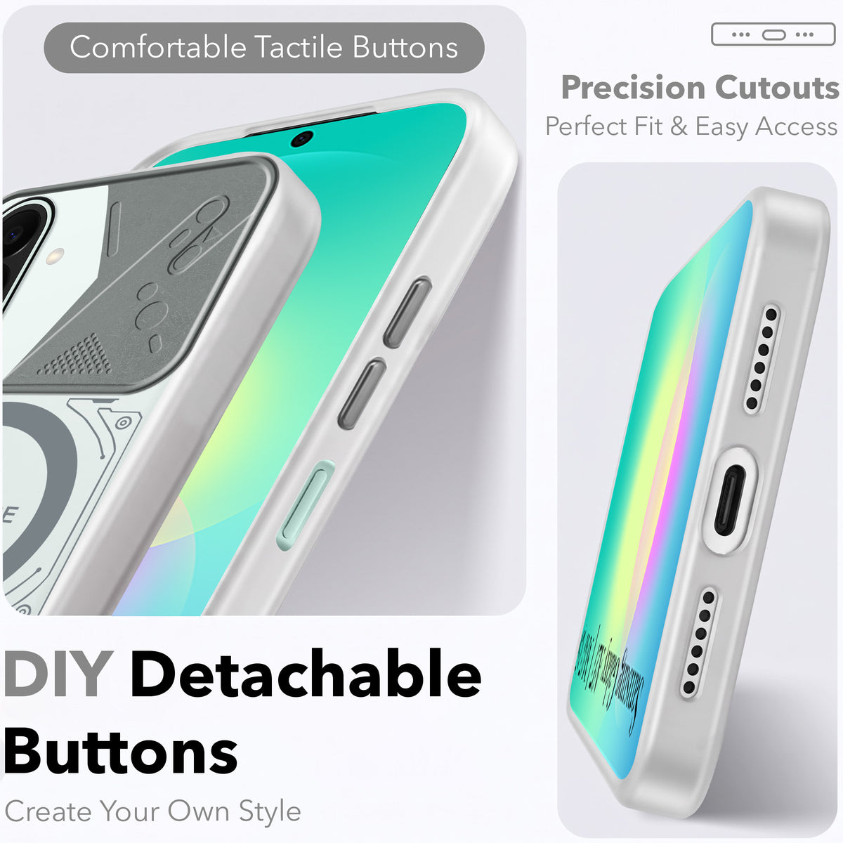 For Samsung Galaxy A27 5G | Galaxy M47 5G Metallic Back Cover Case (Metallic Camera Protection & Buttons | Translucent Milky Shade | Hard Polycarbonate)
