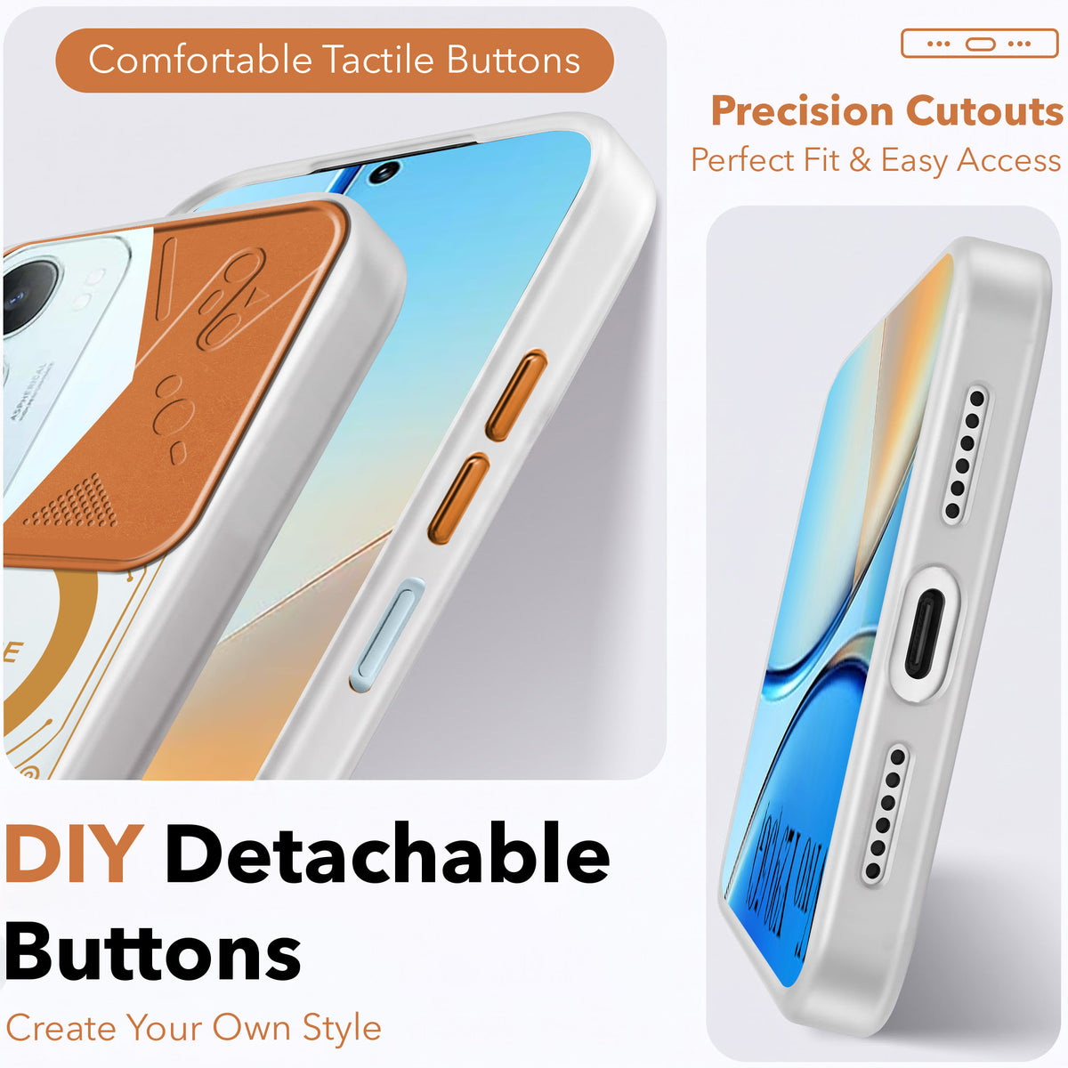 For Vivo Y29 Metallic Back Cover Case (Metallic Camera Protection & Buttons | Translucent Milky Shade | Hard Polycarbonate)