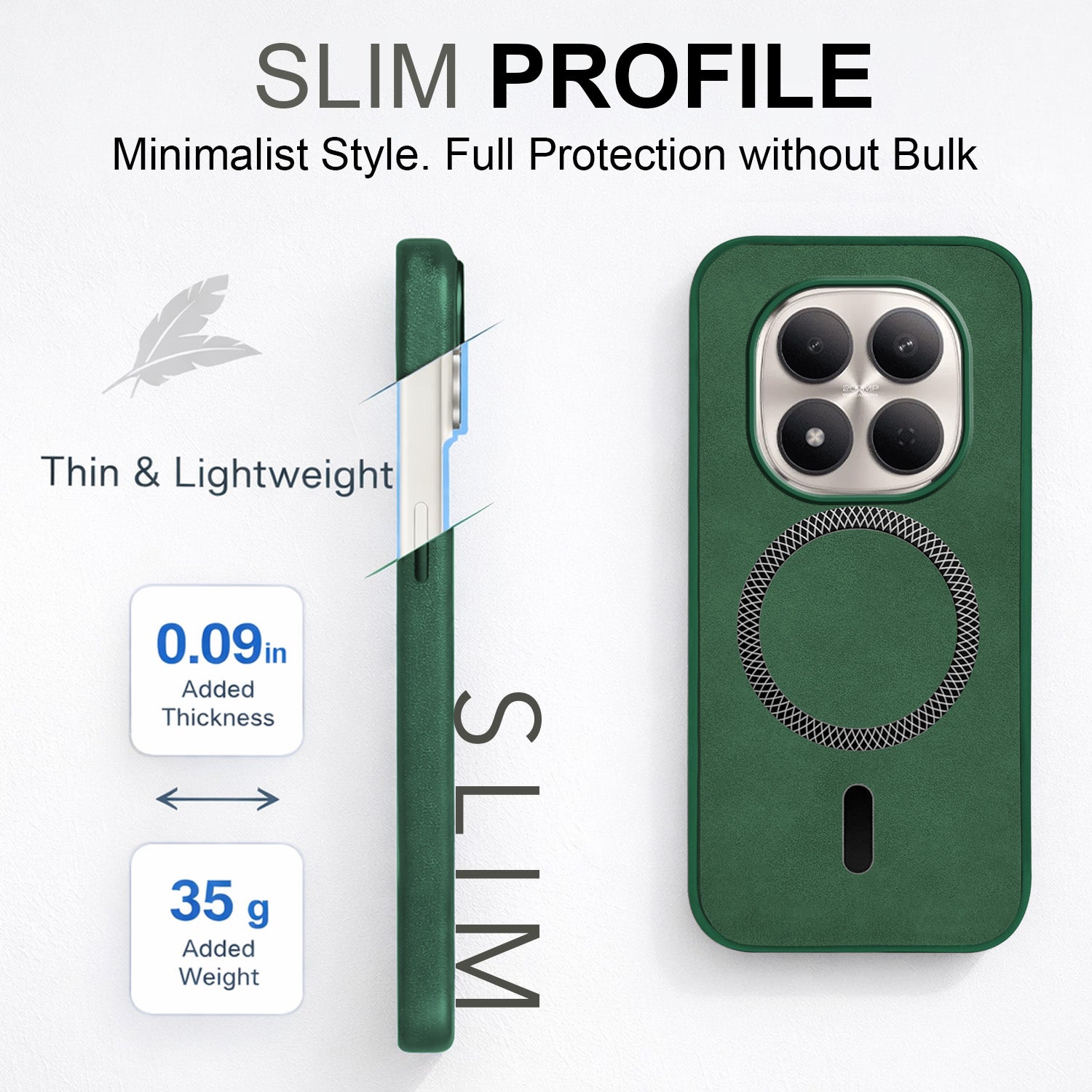 For Xiaomi Redmi Note 15 Pro 5G Back Cover Case Leather Finish (MagSafe Compatible Wireless Charging | Soft Touch | Camera Bump Protection)