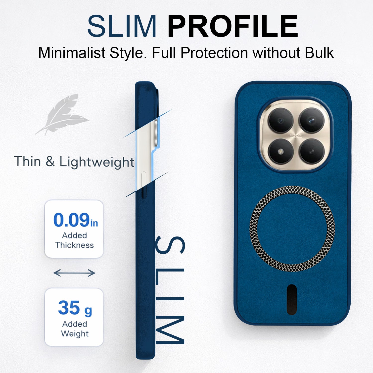 For Xiaomi Redmi Note 15 Pro Plus 5G Back Cover Case Leather Finish (MagSafe Compatible Wireless Charging | Soft Touch | Camera Bump Protection)