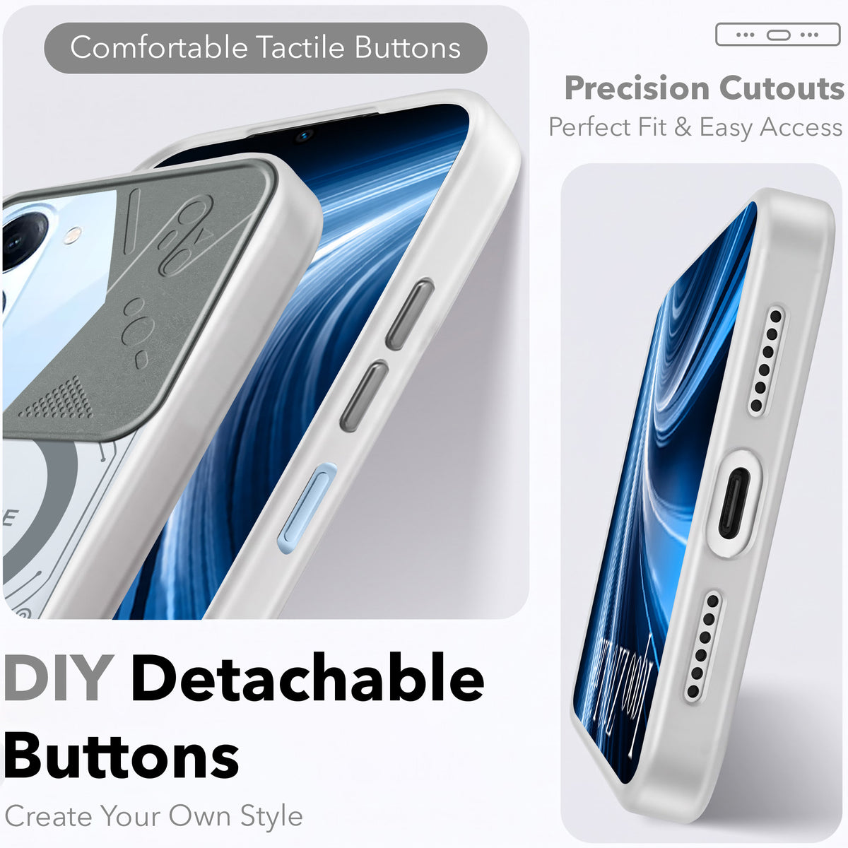 For Vivo iQOO Z10 Lite Metallic Back Cover Case (Metallic Camera Protection & Buttons | Translucent Milky Shade | Hard Polycarbonate)