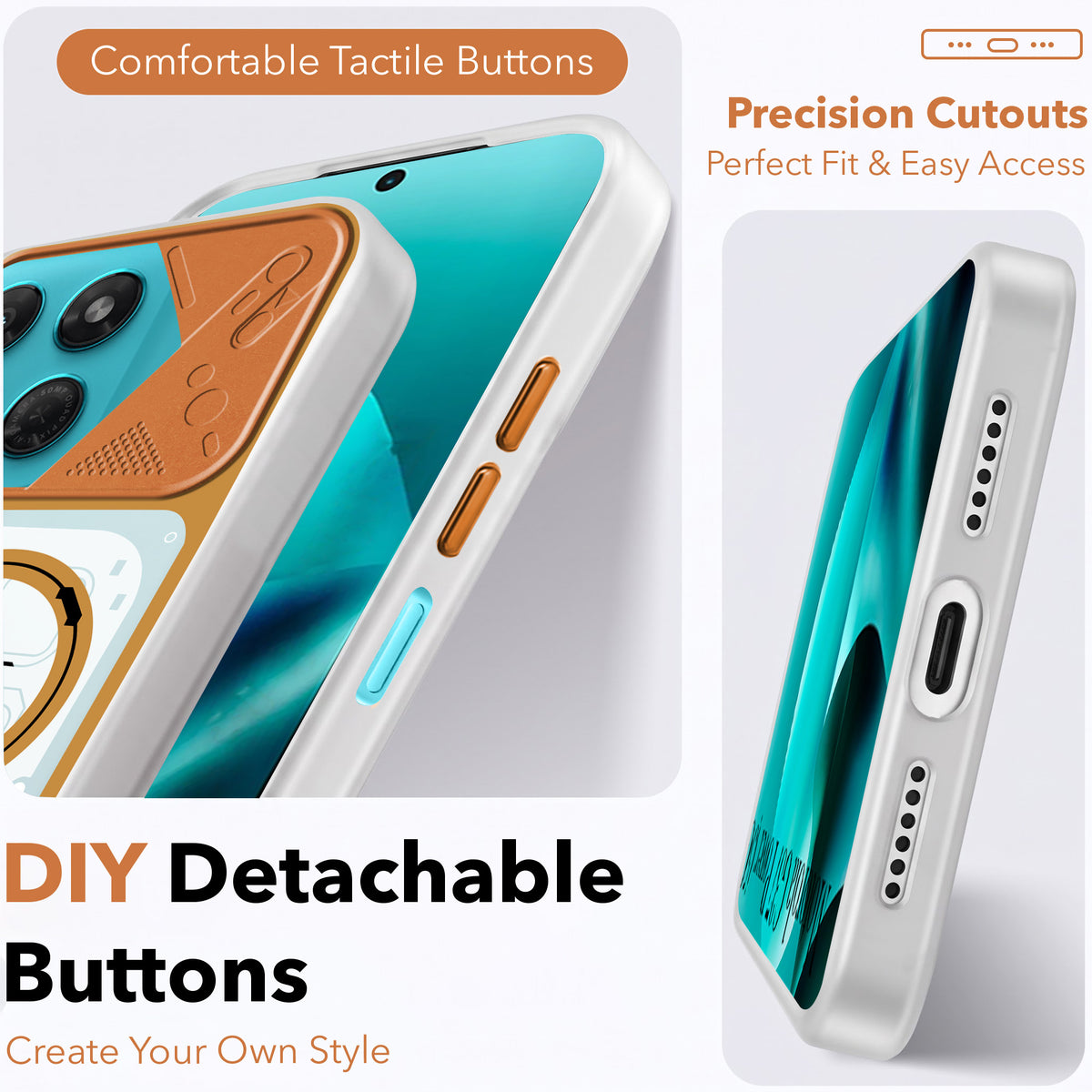For Motorola Moto G37 Power Metallic Back Cover Case (Metallic Camera Protection & Buttons | Translucent Milky Shade | Hard Polycarbonate)