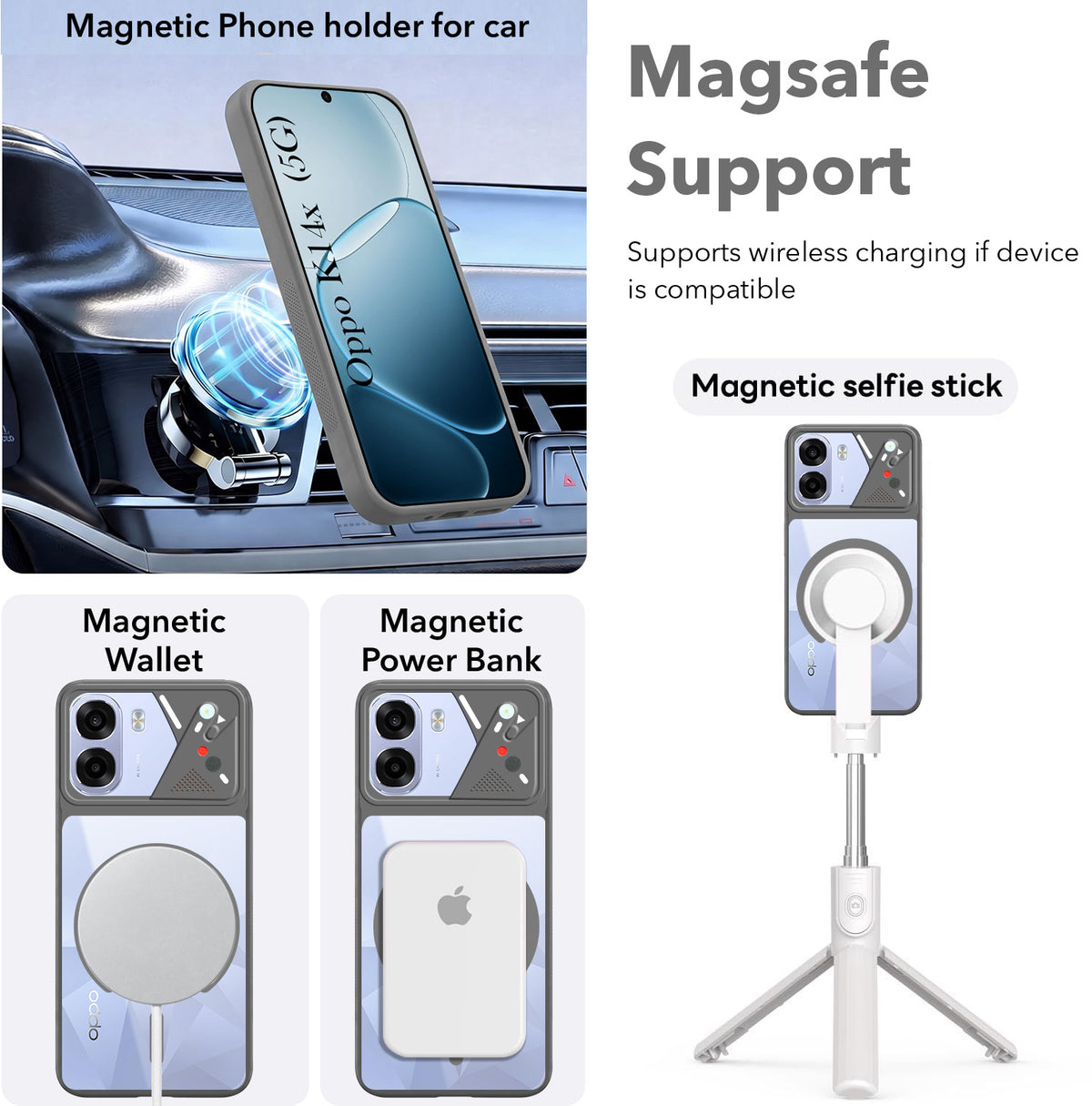 For Oppo K14x 5G Back Cover Case Lifetime Anti-Yellow Clear (Camera Protection | Side Grip | Wireless MagSafe Compatible)