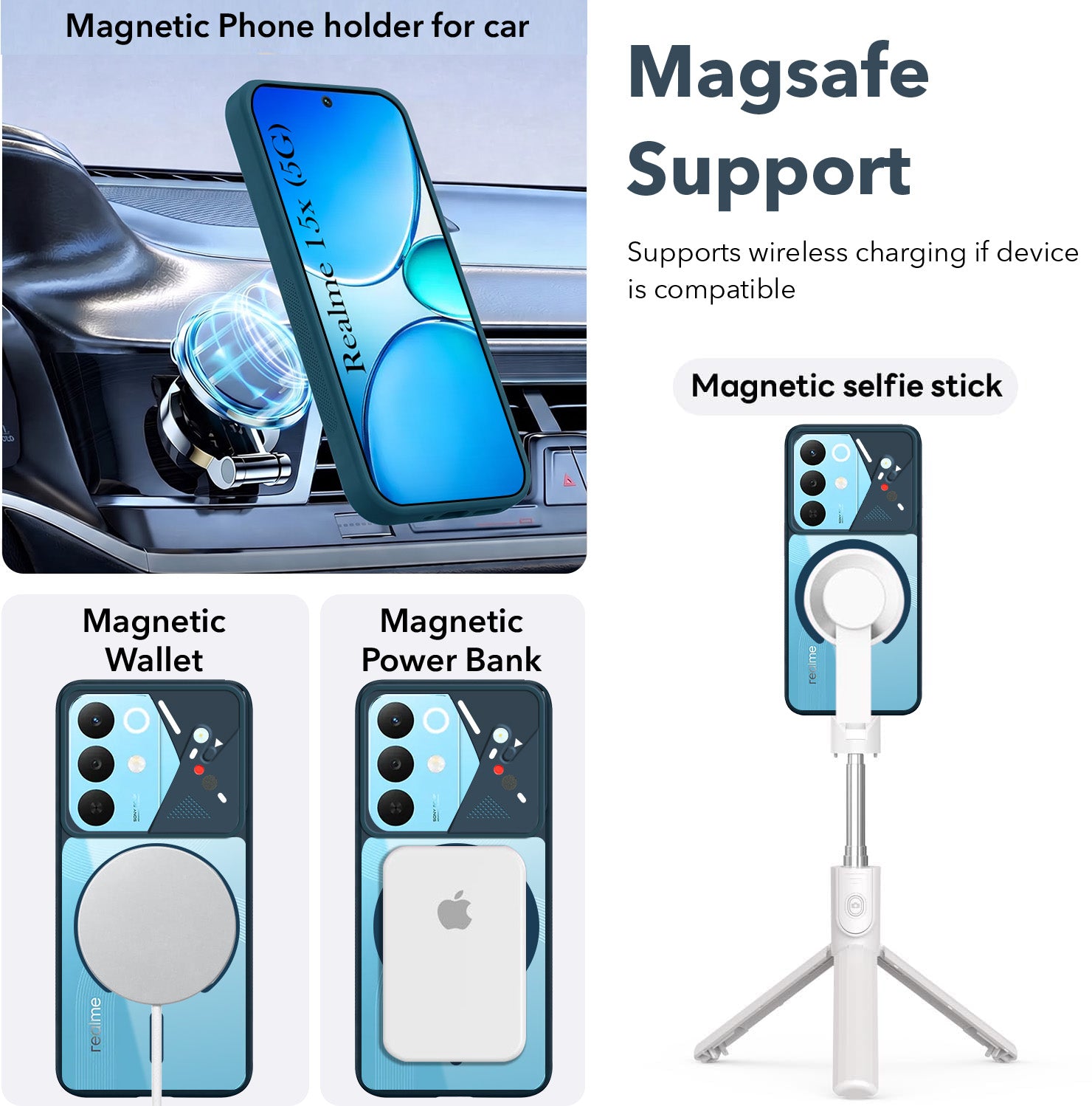 For Realme 15X Back Cover Case Lifetime Anti-Yellow Clear (Camera Protection | Side Grip | Wireless MagSafe Compatible)