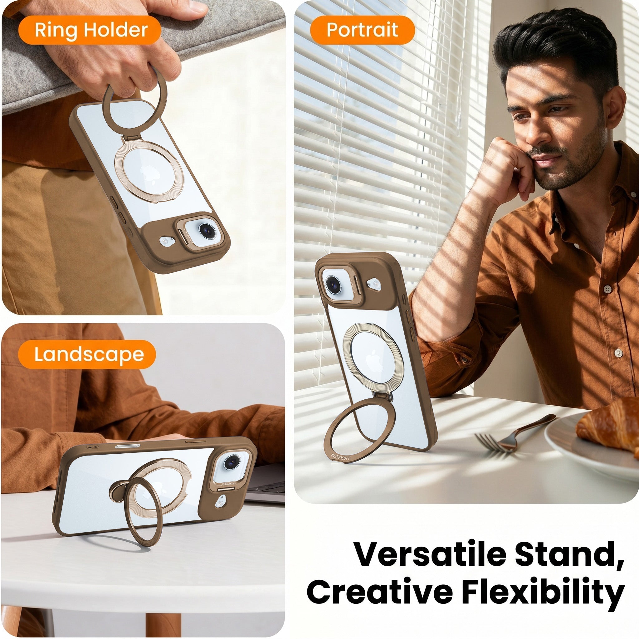 For Apple iPhone 17 Air Back Cover Case Crystal (Lifetime Anti Yellow | Magnetic Ring Stand | Camera Lens Protection | MagSafe Compatible)