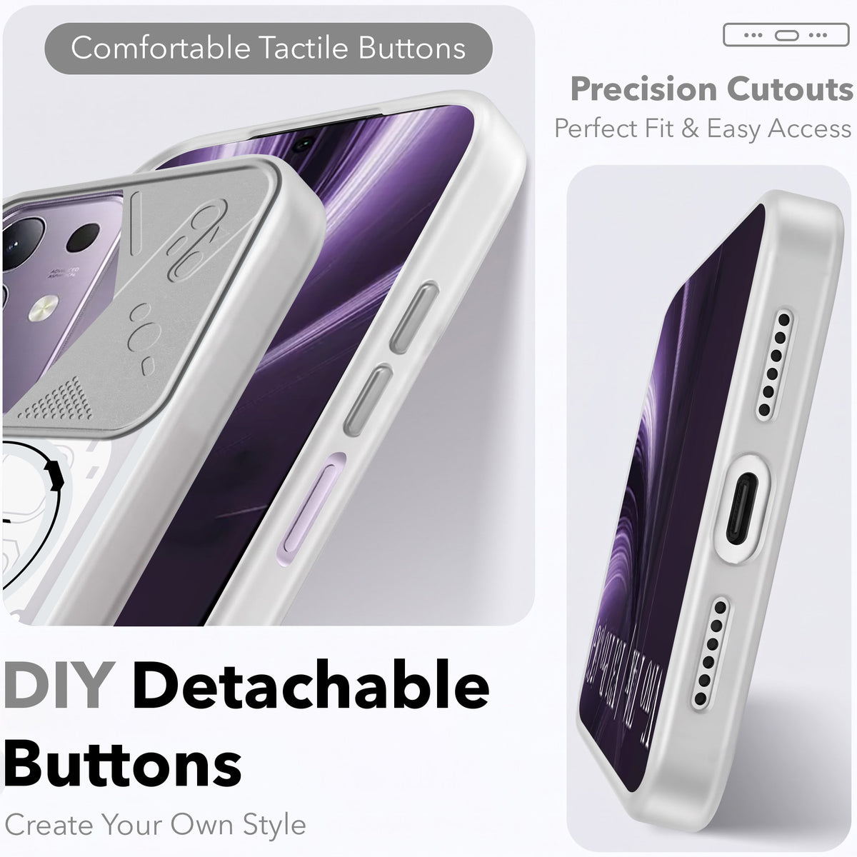 For Vivo T4x | Vivo Y31 Pro Metallic Back Cover Case (Metallic Camera Protection & Buttons | Translucent Milky Shade | Hard Polycarbonate)