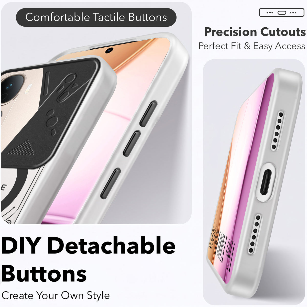 For Vivo Y400 Pro Metallic Back Cover Case (Metallic Camera Protection & Buttons | Translucent Milky Shade | Hard Polycarbonate)