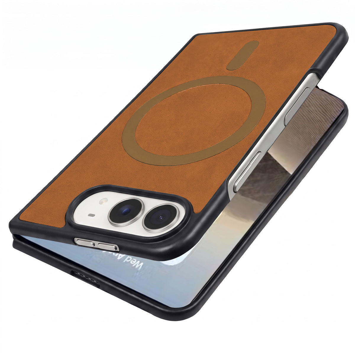 For Apple iPhone Duo Back Cover Case Leather Finish (MagSafe Wireless Charging Compatible | Inside Microfiber Cloth)
