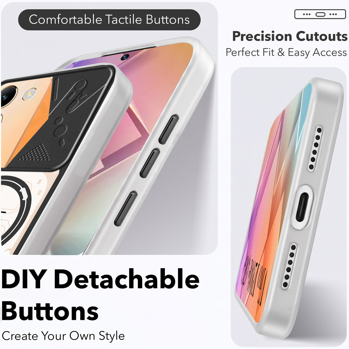 For Vivo Y200e Metallic Back Cover Case (Metallic Camera Protection & Buttons | Translucent Milky Shade | Hard Polycarbonate)