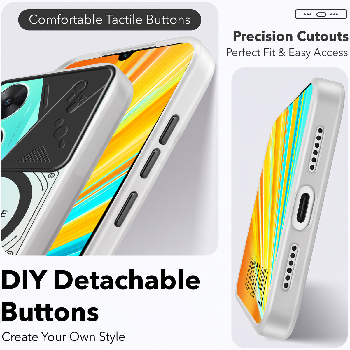 For Vivo T2 Metallic Back Cover Case (Metallic Camera Protection & Buttons | Translucent Milky Shade | Hard Polycarbonate)