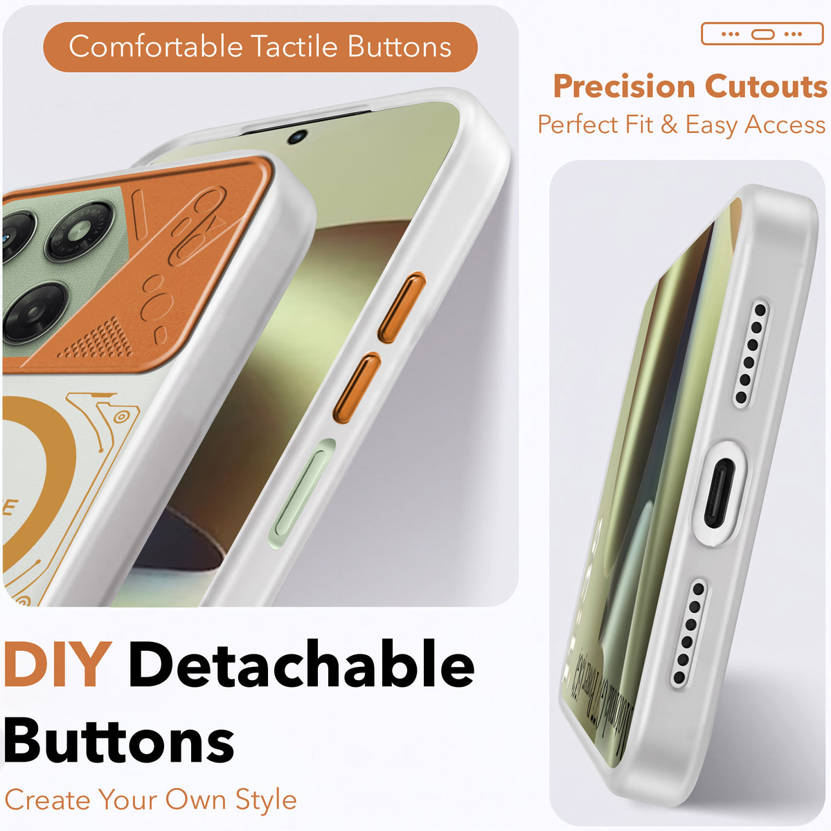 For Motorola Moto G77 Power Metallic Back Cover Case (Metallic Camera Protection & Buttons | Translucent Milky Shade | Hard Polycarbonate)
