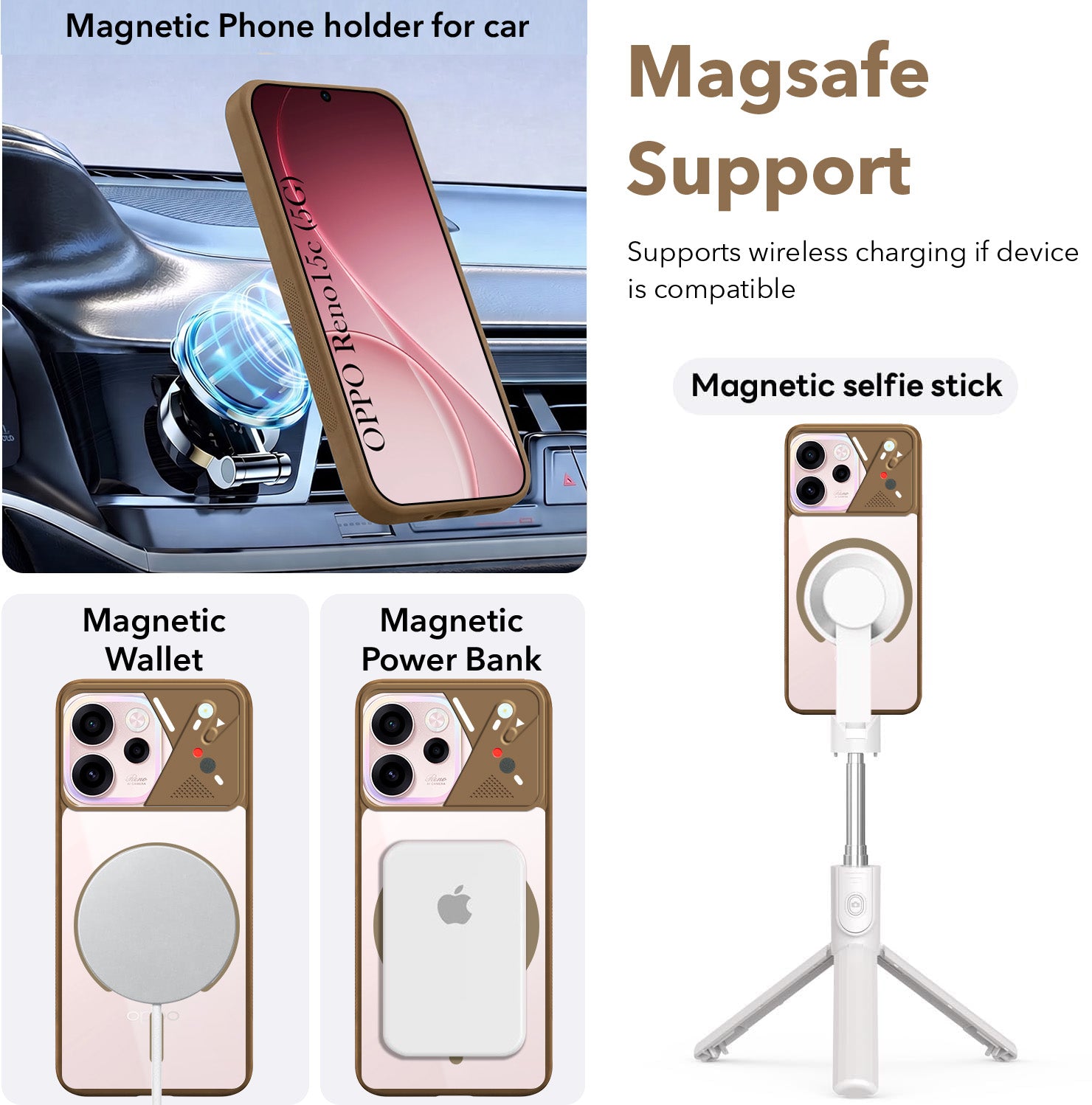 For Oppo Reno 15c Back Cover Case Lifetime Anti-Yellow Clear (Camera Protection | Side Grip | Wireless MagSafe Compatible)