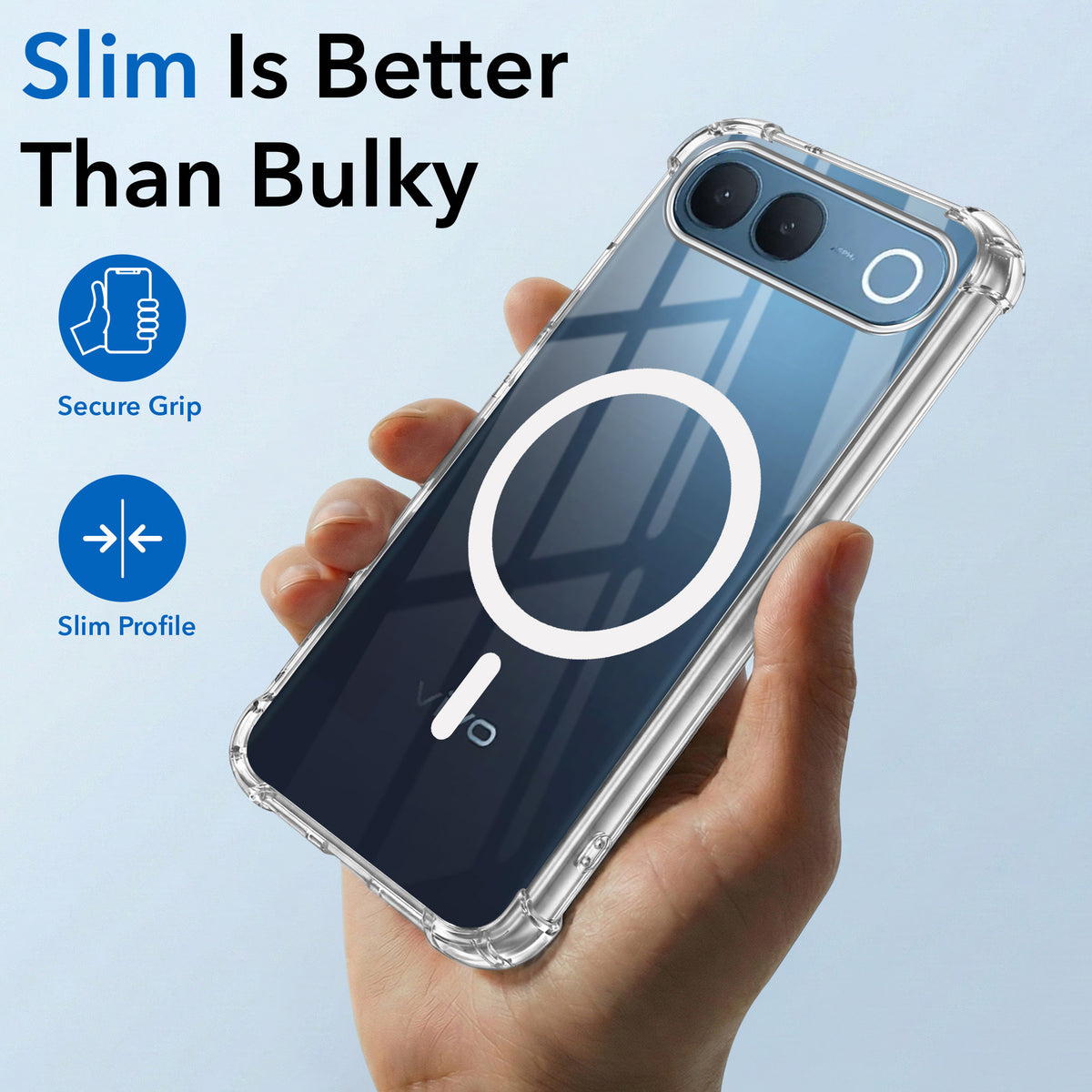 For Vivo S2 5G Back Cover Shockproof Crystal-Clear (Magsafe Wireless Support | Drop & Camera Protection | Hard Polycarbonate)
