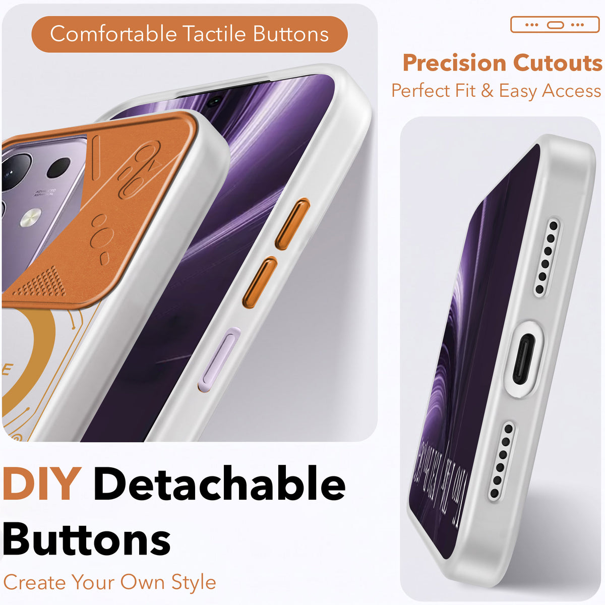 For Vivo T4x | Vivo Y31 Pro Metallic Back Cover Case (Metallic Camera Protection & Buttons | Translucent Milky Shade | Hard Polycarbonate)