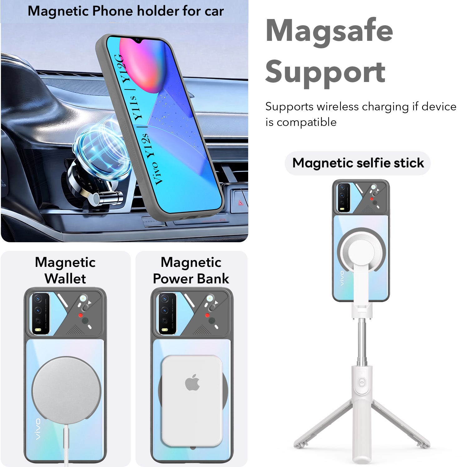 For Vivo Y12s | Y11s | Y12G Back Cover Case Lifetime Anti-Yellow Clear (Camera Protection | Side Grip | Wireless MagSafe Compatible)