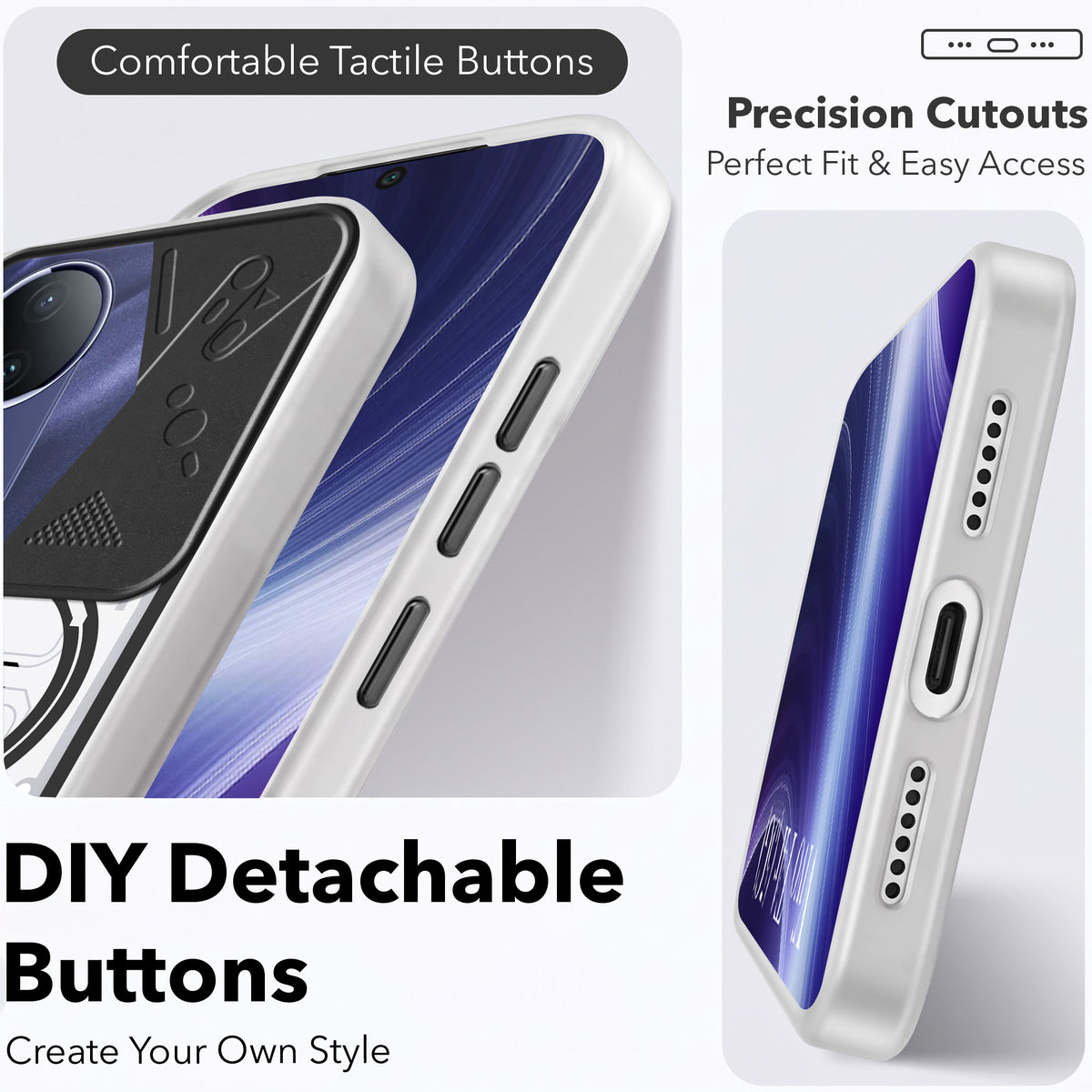 For Vivo T4R Metallic Back Cover Case (Metallic Camera Protection & Buttons | Translucent Milky Shade | Hard Polycarbonate)