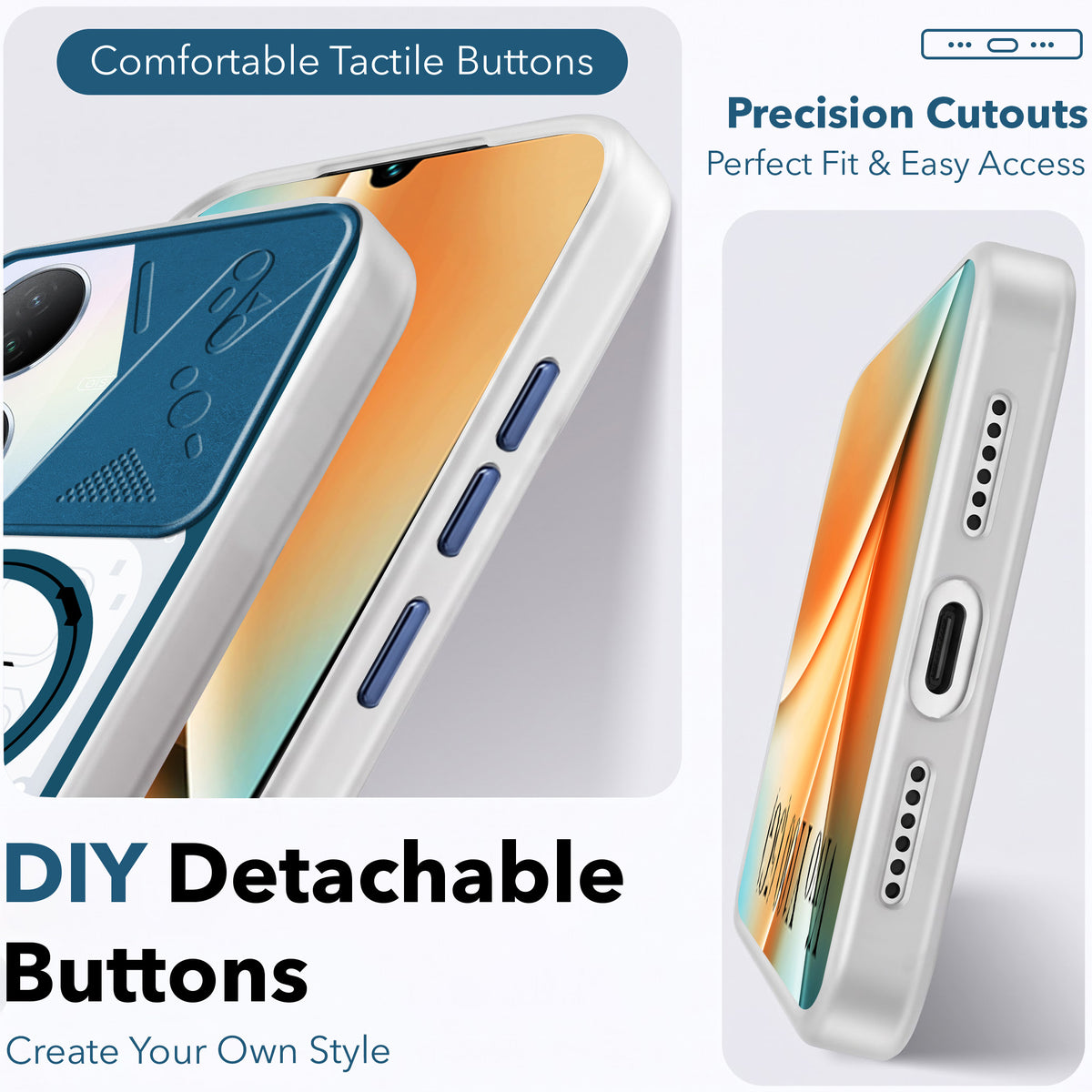 For Vivo Y100 5G Metallic Back Cover Case (Metallic Camera Protection & Buttons | Translucent Milky Shade | Hard Polycarbonate)