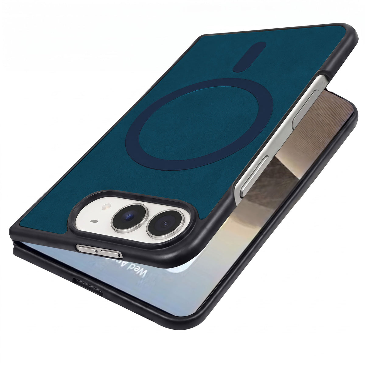For Apple iPhone Duo Back Cover Case Leather Finish (MagSafe Wireless Charging Compatible | Inside Microfiber Cloth)