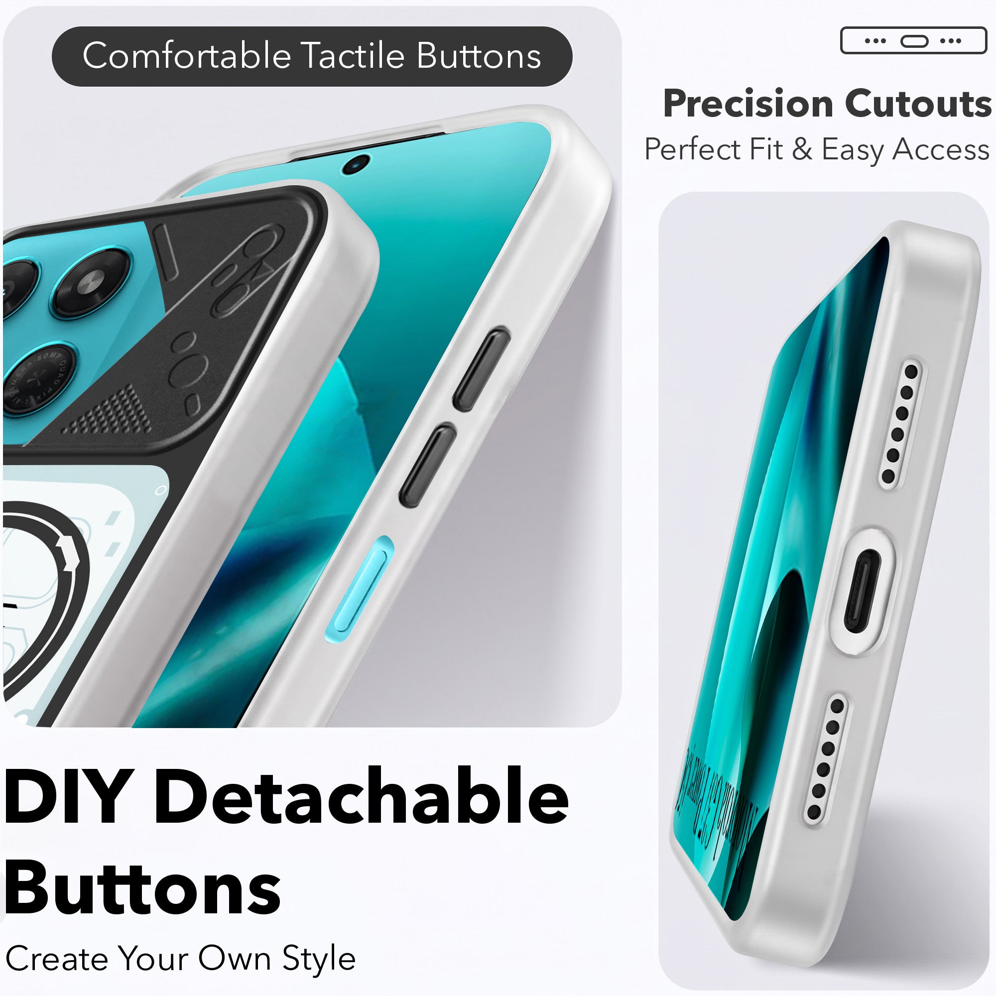 For Motorola Moto G37 Power Metallic Back Cover Case (Metallic Camera Protection & Buttons | Translucent Milky Shade | Hard Polycarbonate)