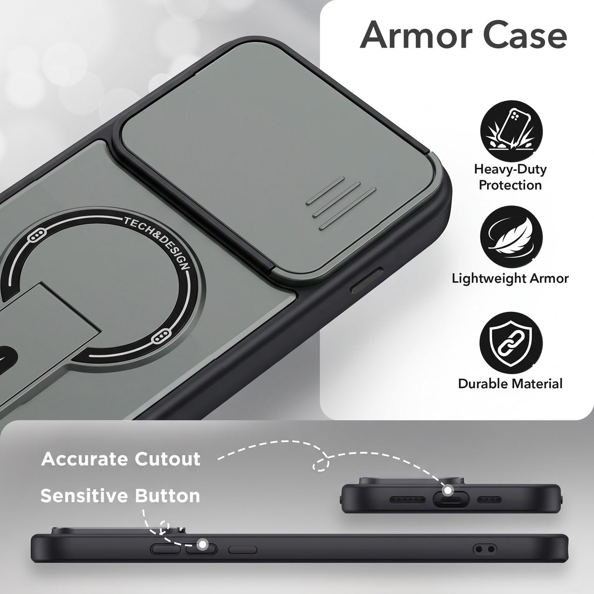 For Oppo Find X9 | Oppo Find X9s Back Case Cover Metallic (Hybrid Armor Kickstand | Sliding Shutter Camera Protection | MagSafe Compatible)
