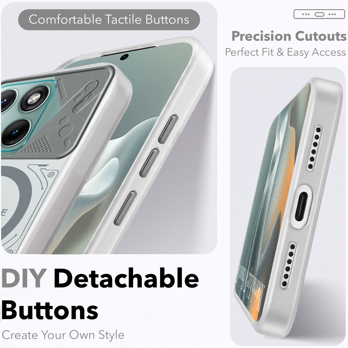 For Motorola Moto Edge 70 Fusion Metallic Back Cover Case (Metallic Camera Protection & Buttons | Translucent Milky Shade | Hard Polycarbonate)