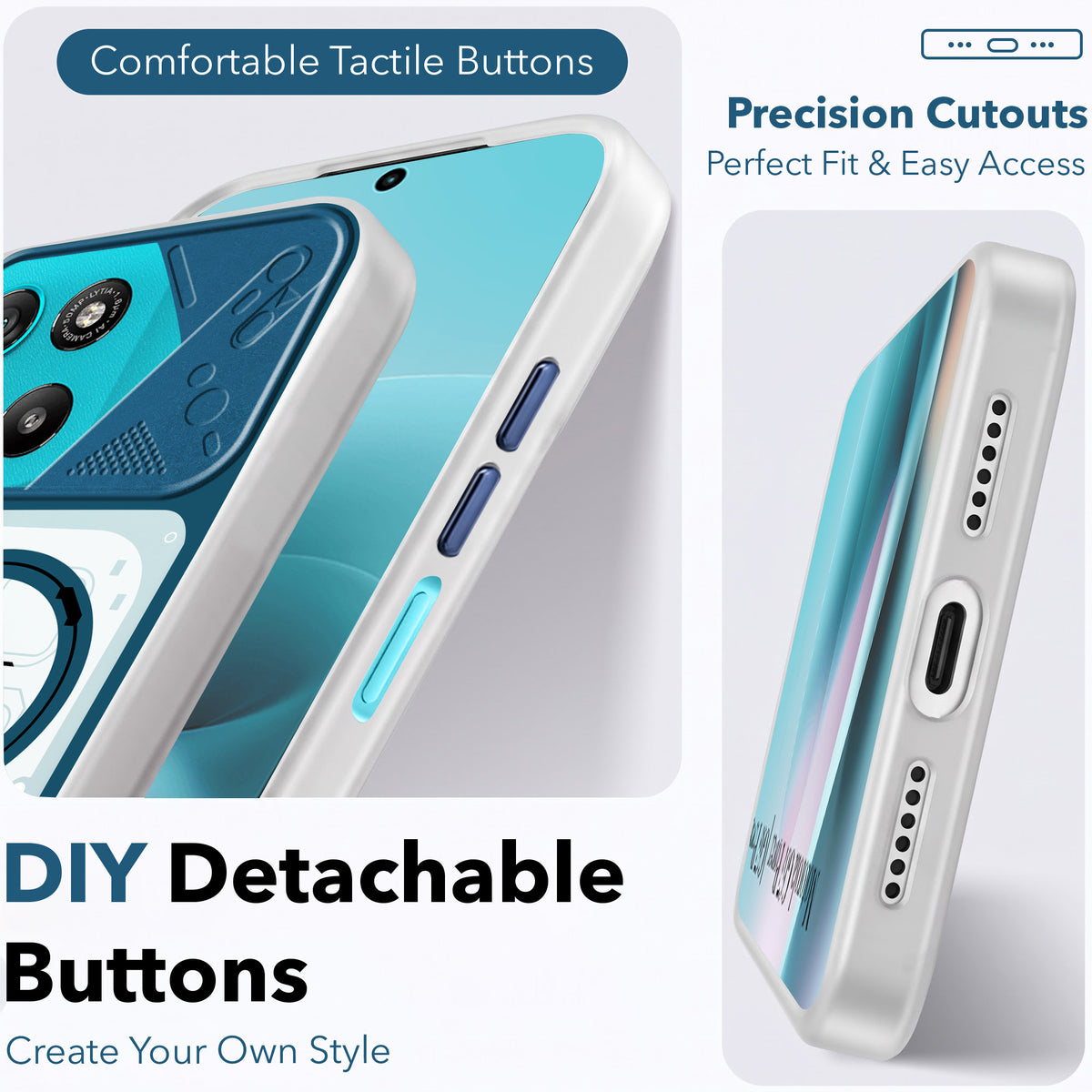For Motorola Moto G67 Power | G57 Power Metallic Back Cover Case (Metallic Camera Protection & Buttons | Translucent Milky Shade | Hard Polycarbonate)