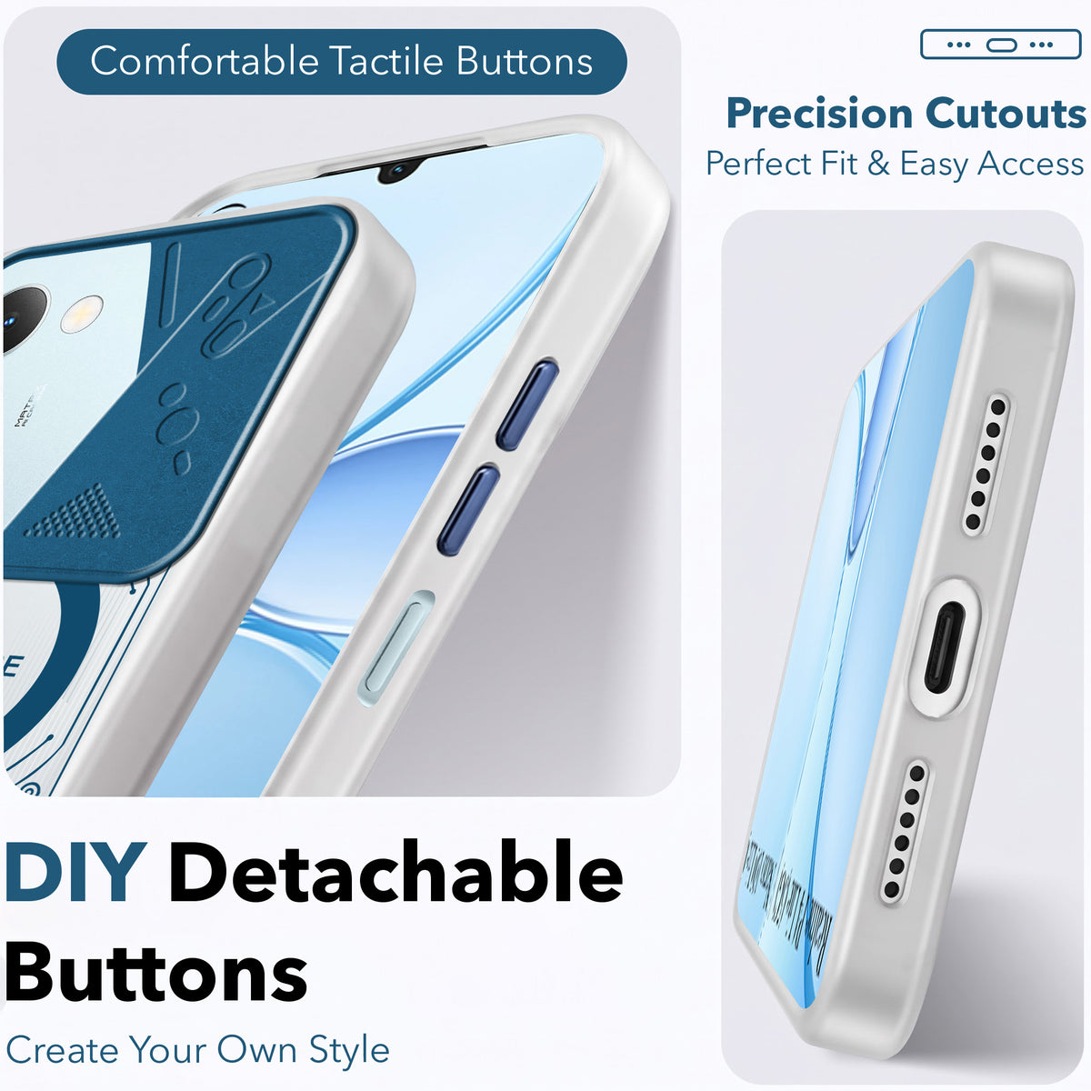 For Realme P4 Lite 5G | Narzo 100 Lite 5G Metallic Back Cover Case (Metallic Camera Protection & Buttons | Translucent Milky Shade | Hard Polycarbonate)
