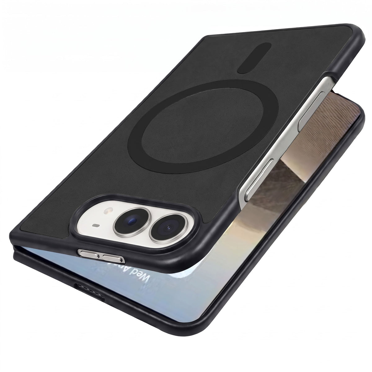 For Apple iPhone Duo Back Cover Case Leather Finish (MagSafe Wireless Charging Compatible | Inside Microfiber Cloth)