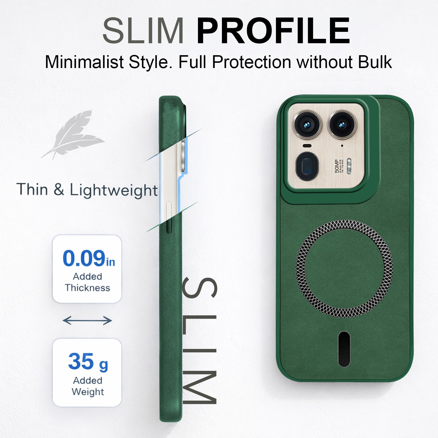 For Motorola Moto Edge 50 Ultra 5G Back Case Cover Leather Finish (MagSafe Compatible Wireless Charging | Soft Touch | Camera Bump Protection)