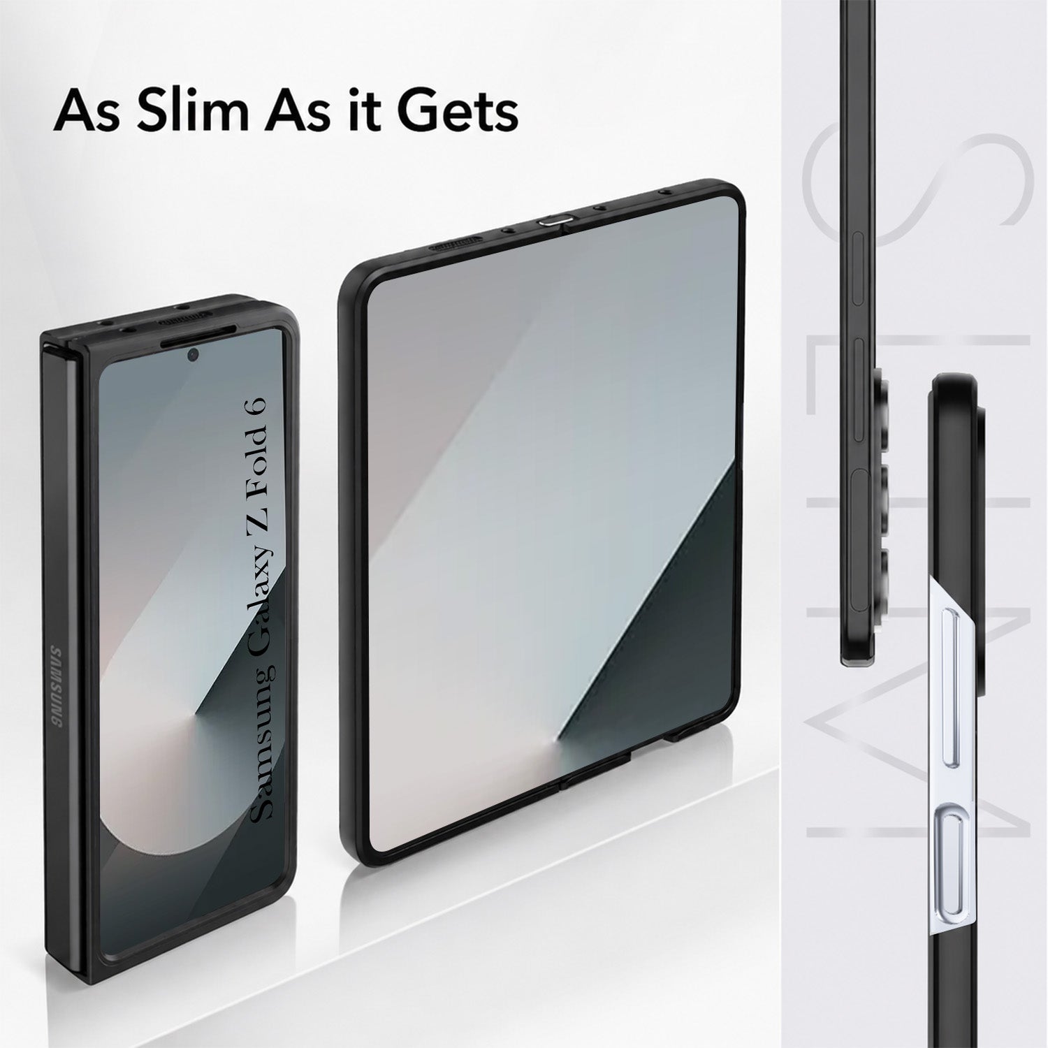 For Samsung Galaxy Z Fold 6 Back Case Cover Premium Genuine Leather (Integrated Front Screen Protector | Inside Microfiber Cloth)