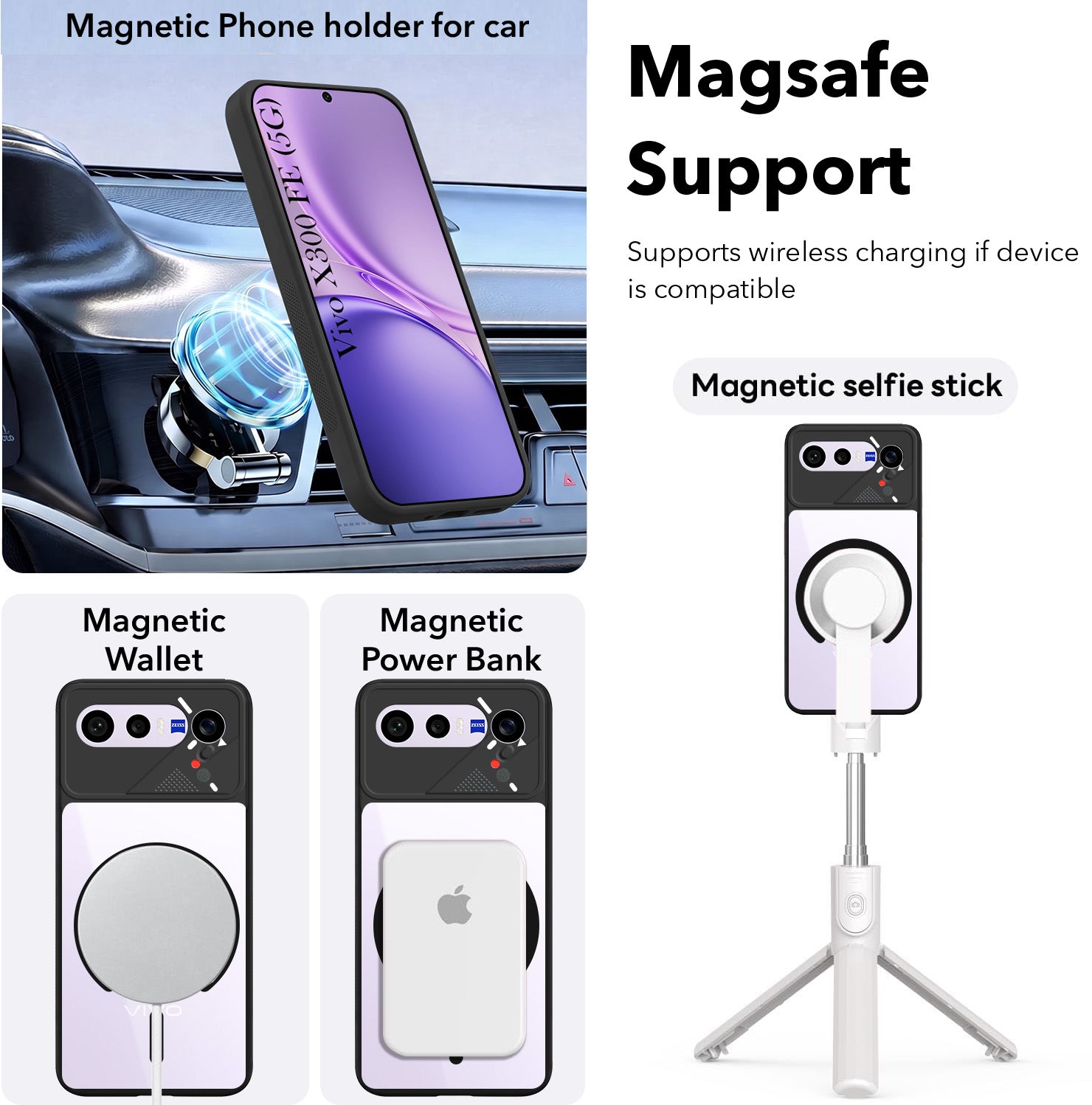For Vivo X300 FE Back Cover Case Lifetime Anti-Yellow Clear (Camera Protection | Side Grip | Wireless MagSafe Compatible)