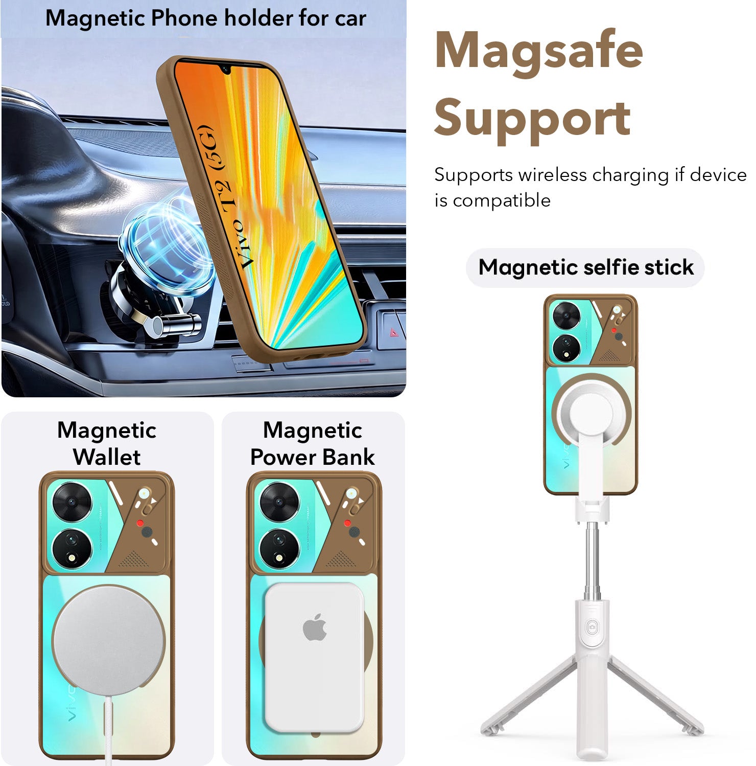 For Vivo T2 Back Cover Case Lifetime Anti-Yellow Clear (Camera Protection | Side Grip | Wireless MagSafe Compatible)