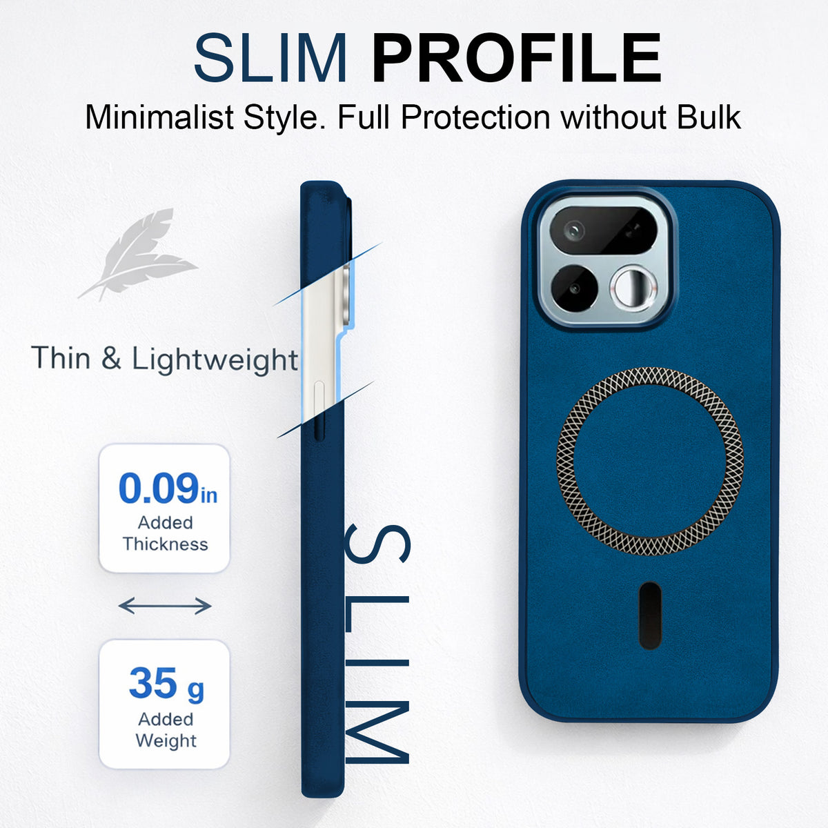 For Realme 16T 5G Back Cover Case Leather Finish (MagSafe Compatible Wireless Charging | Soft Touch | Camera Bump Protection)