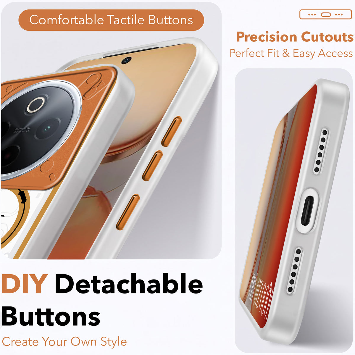 For Vivo iQOO Z10 Metallic Back Cover Case (Metallic Camera Protection & Buttons | Translucent Milky Shade | Hard Polycarbonate)