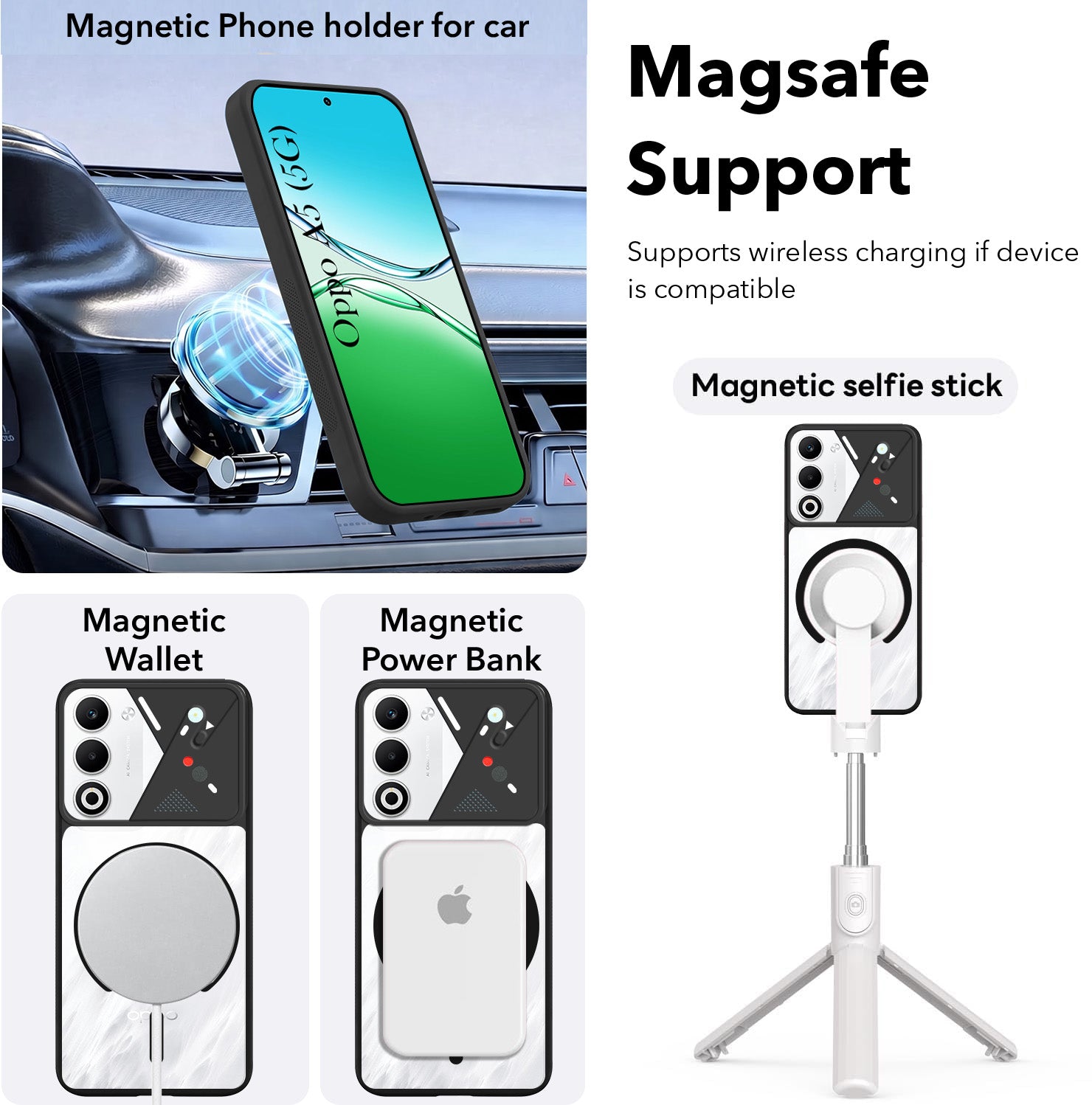 For Oppo A5 5G Back Cover Case Lifetime Anti-Yellow Clear (Camera Protection | Side Grip | Wireless MagSafe Compatible)