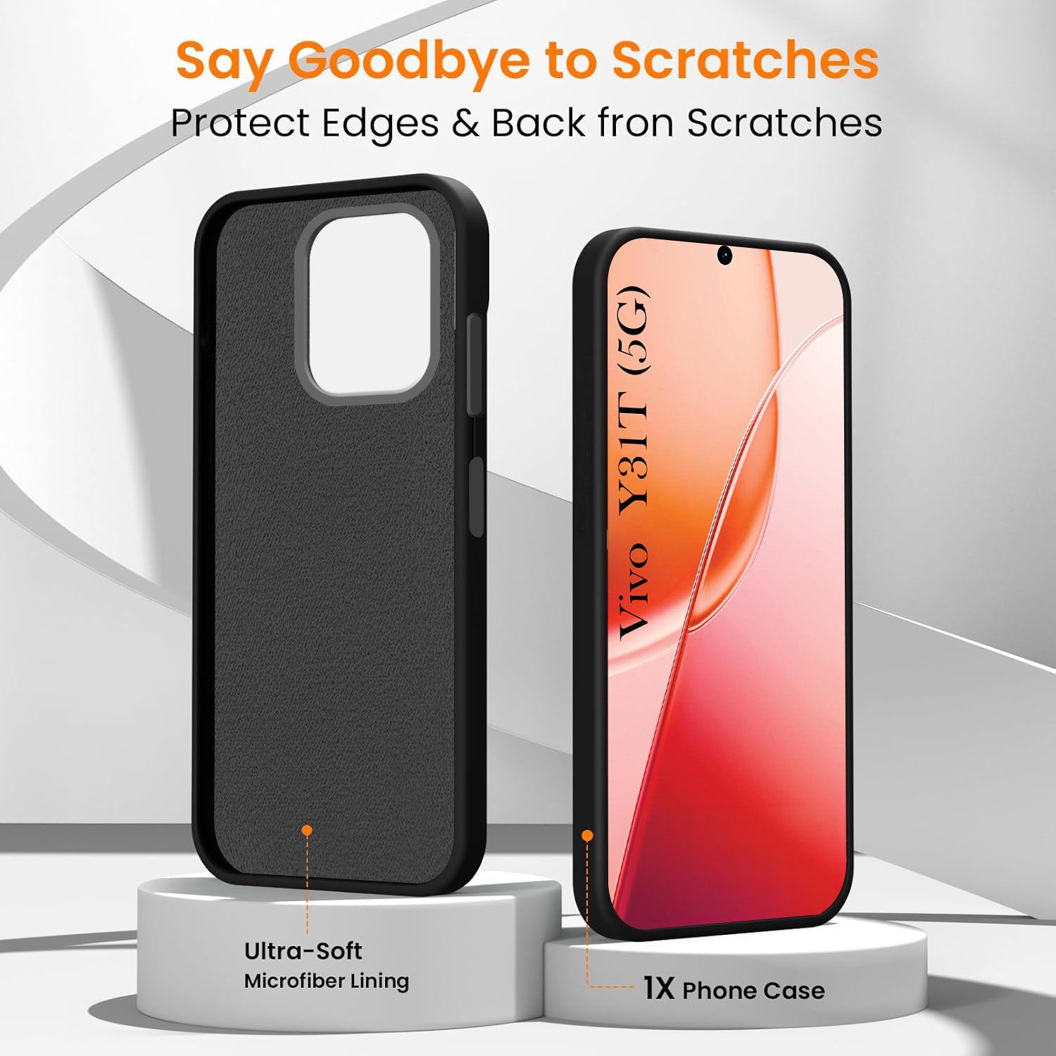 For Vivo Y31T 5G Back Cover Case Rubberised (Textured Grip Design| Micro-Fiber Cloth Inside | Slim and Light Weight | Soft Touch and Feel)