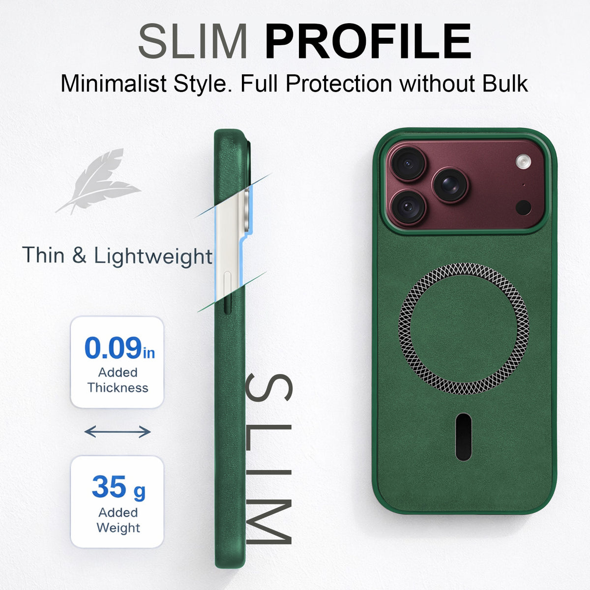 For Apple iPhone 18 Pro Max Back Cover Case Leather Finish (MagSafe Compatible Wireless Charging | Soft Touch | Camera Bump Protection)