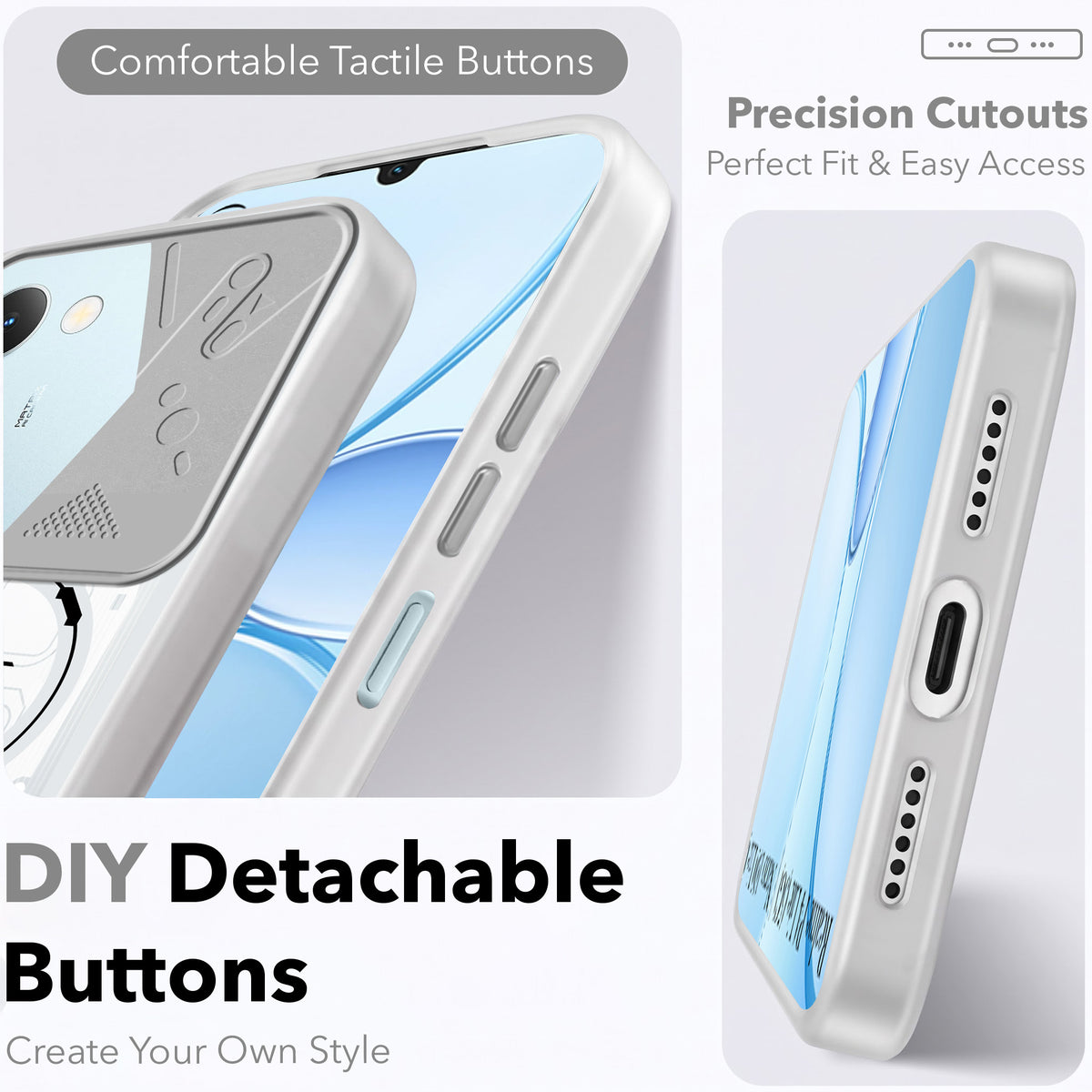 For Realme P4 Lite 5G | Narzo 100 Lite 5G Metallic Back Cover Case (Metallic Camera Protection & Buttons | Translucent Milky Shade | Hard Polycarbonate)