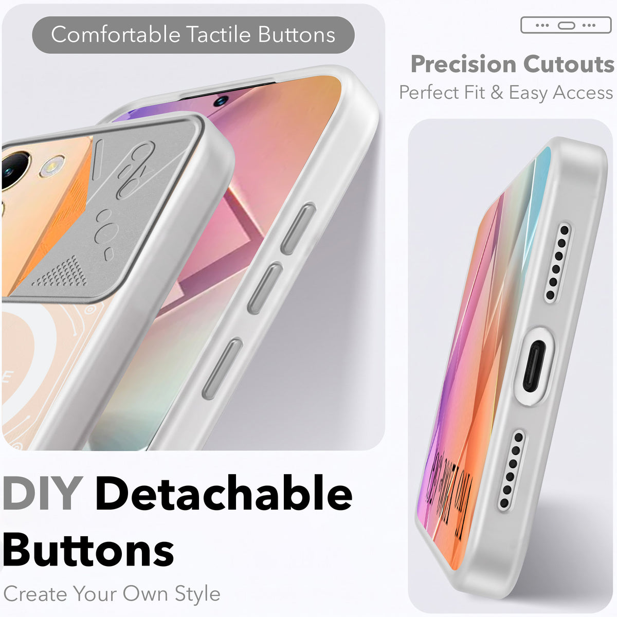 For Vivo Y200e Metallic Back Cover Case (Metallic Camera Protection & Buttons | Translucent Milky Shade | Hard Polycarbonate)